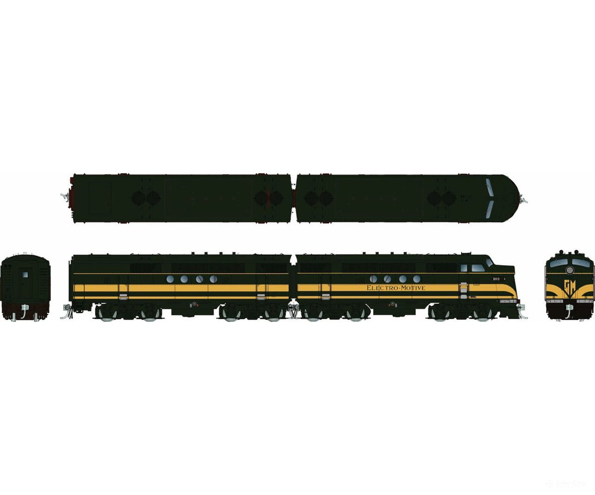 Rapido 1004517 HO EMD FT A + B (DC/DCC/Sound): EMD Demonstrator: #103A + 103B - Locomotives