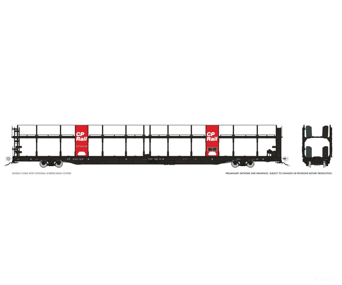 Rapido 1024004A HO NSC 89’ Bi-Level Autorack: CP Rail - Red Panel: Single Car - Frieght Cars