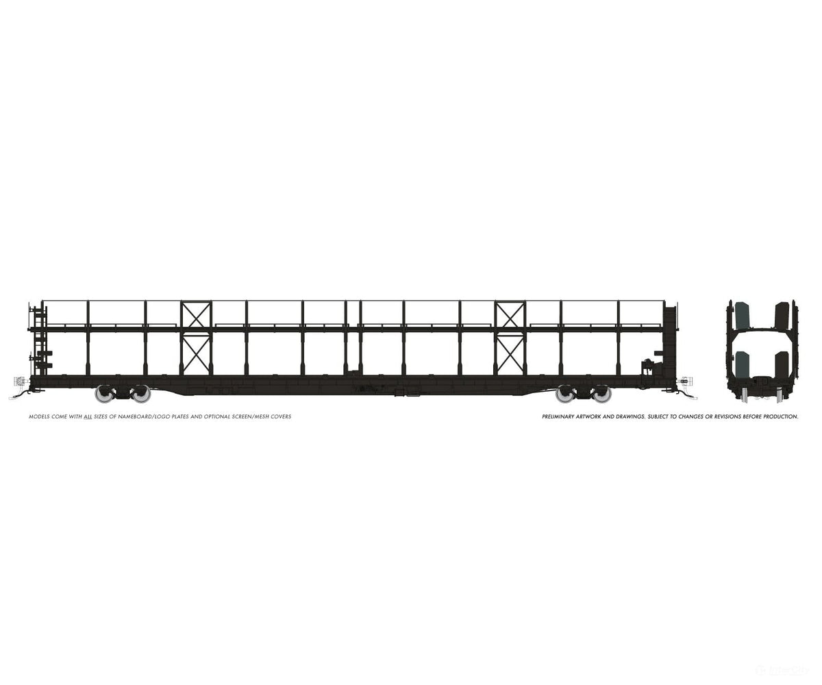 Rapido 1024099 HO NSC 89’ Bi-Level Autorack: Painted/Unlettered Black: Single Car - Frieght Cars