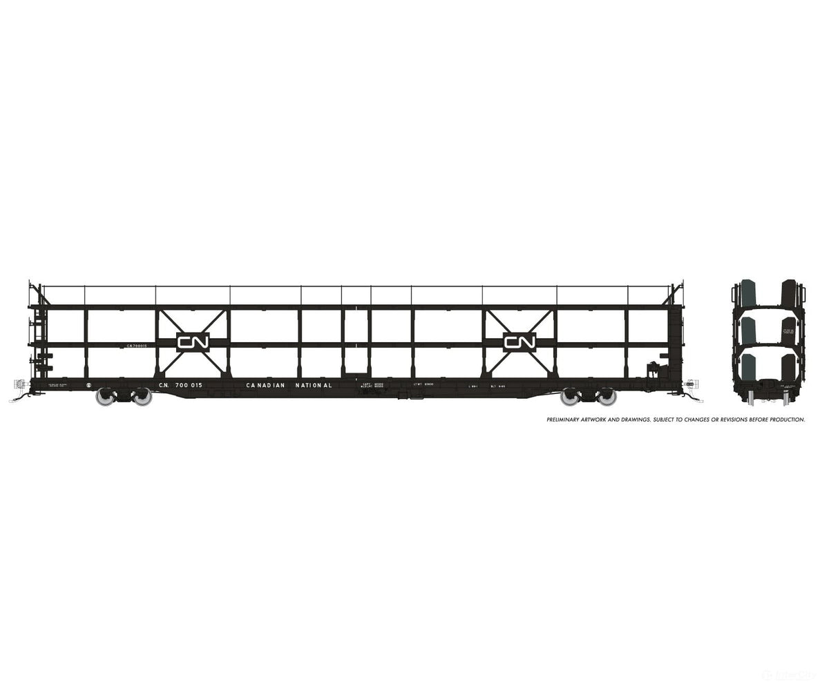 Rapido 1024104A HO NSC 89’ Tri-Level Autorack: CN Rail - Delivery: Single Car - Frieght Cars