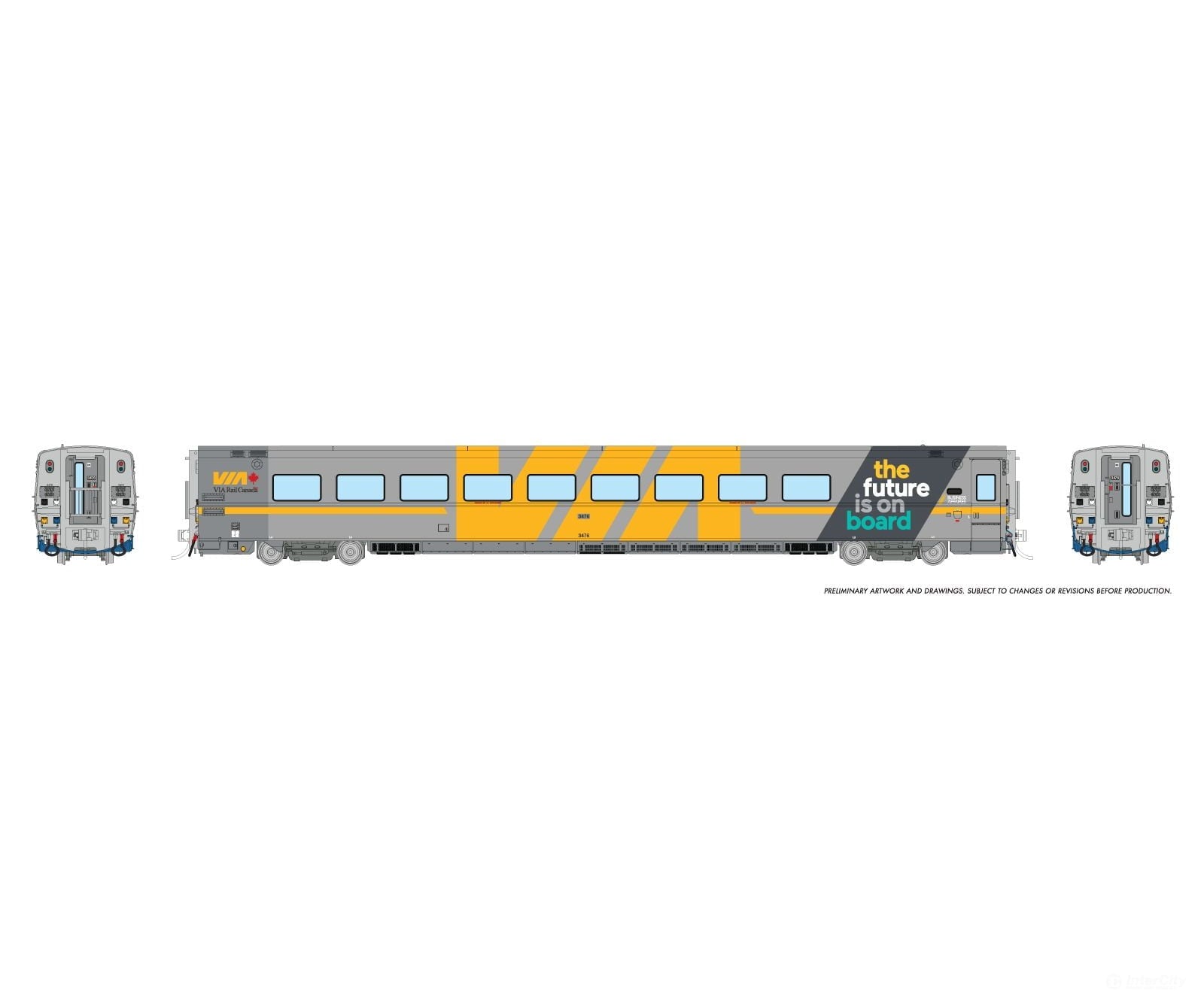 Rapido 1061007 HO LRC Business Class: VIA Rail - The Future Is On Board Wrap: #3476 Passenger Cars