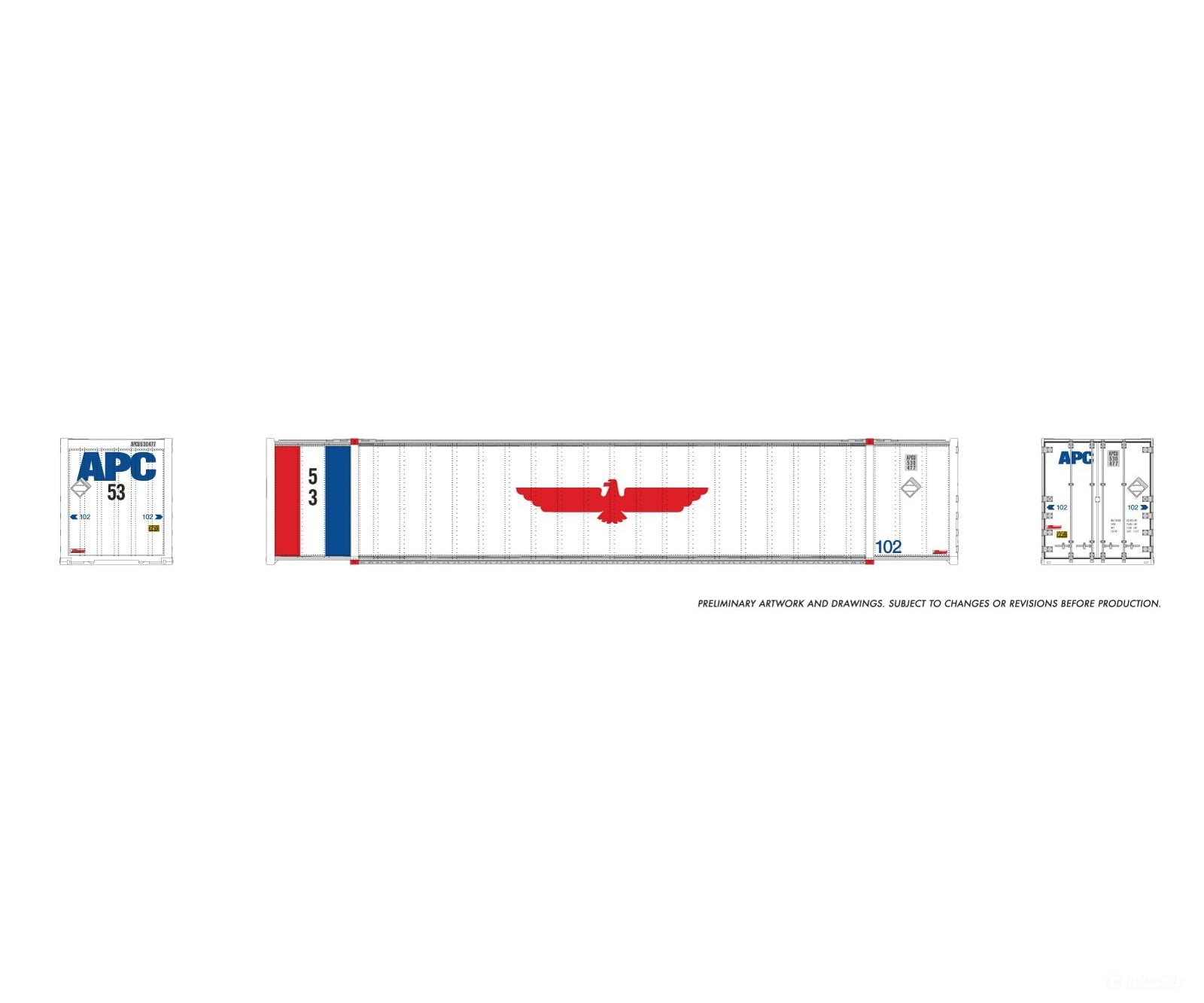 Rapido 1069002 HO 53’ high-cube Container (2-pack): APC - Freight Loads & Containers