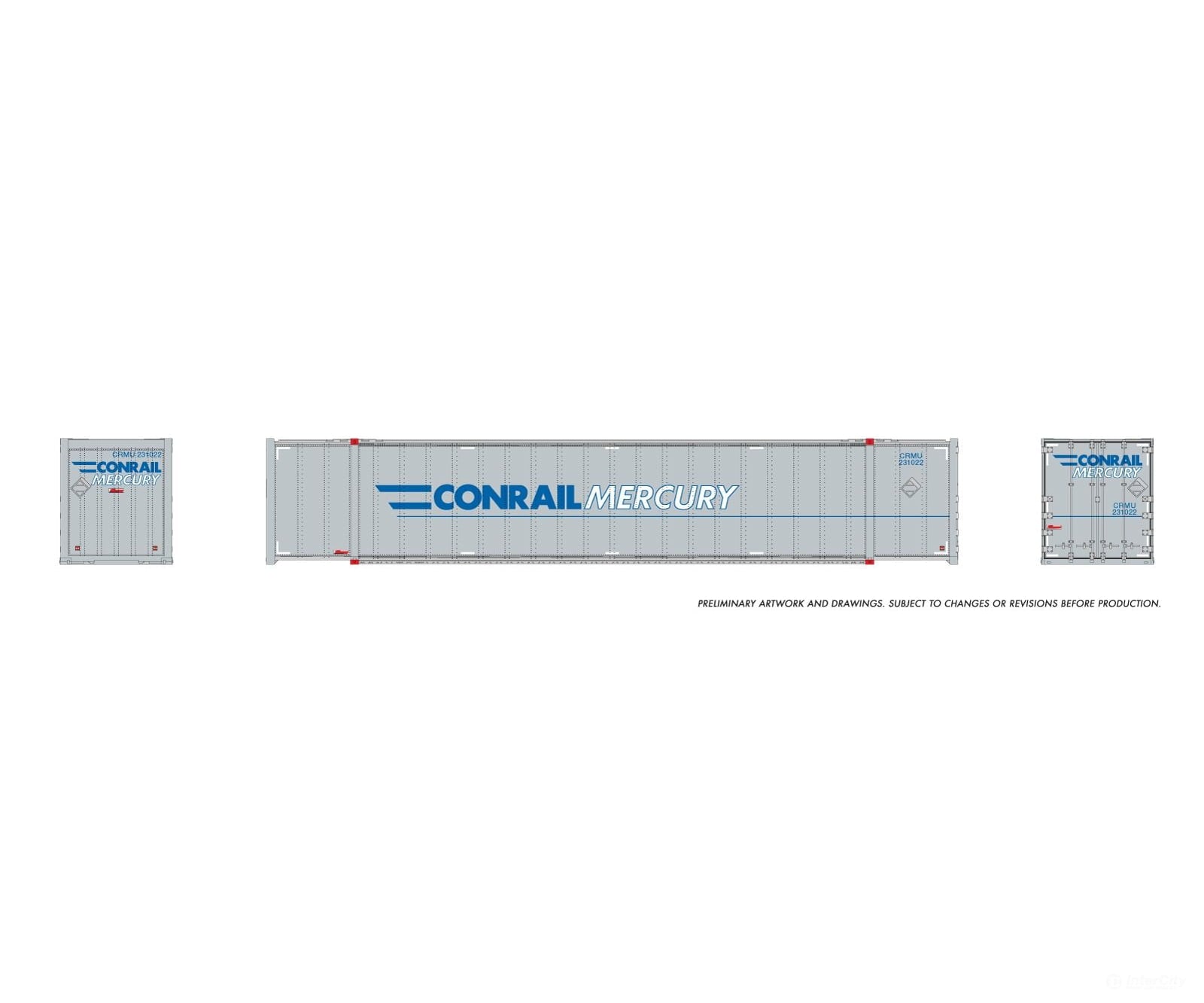Rapido 1069006 HO 53’ high-cube Container (2-pack): Conrail - Mercury - Freight Loads & Containers