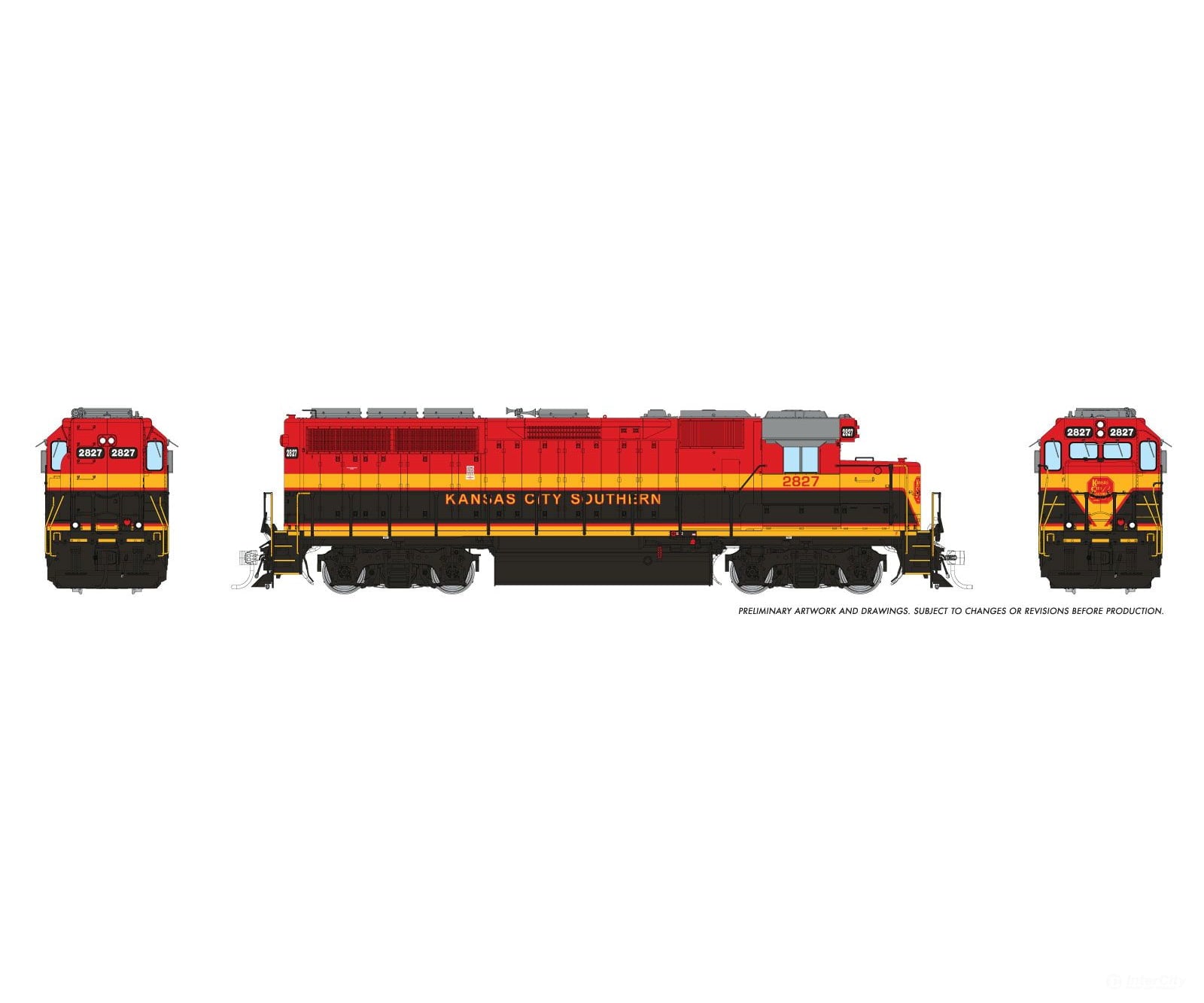 Rapido 1078017 HO EMD GP40 (DC/Silent): KCS - Southern Belle: #2827 - Locomotives