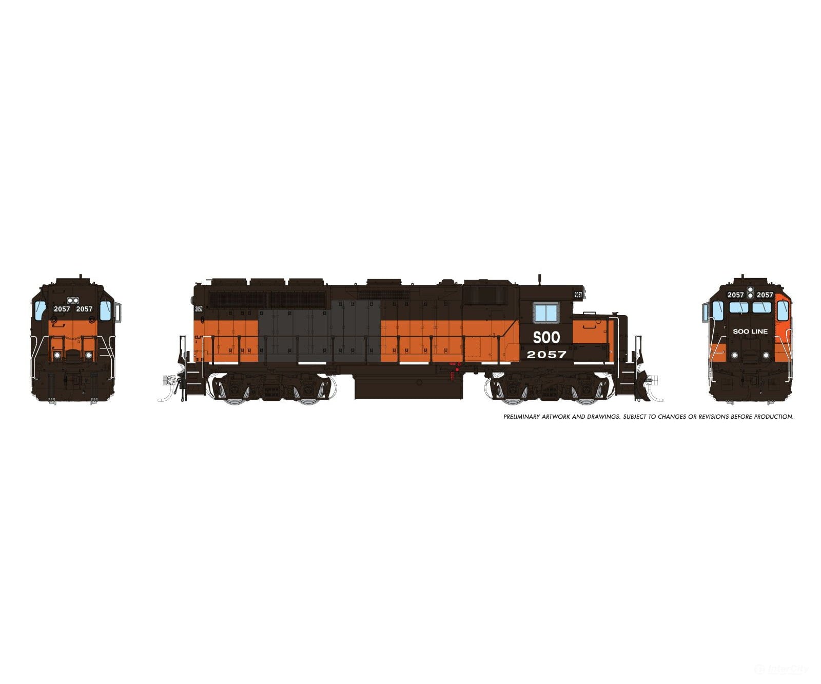 Rapido 1078036 HO EMD GP40 (DC/Silent): SOO Line: #2057 - Locomotives