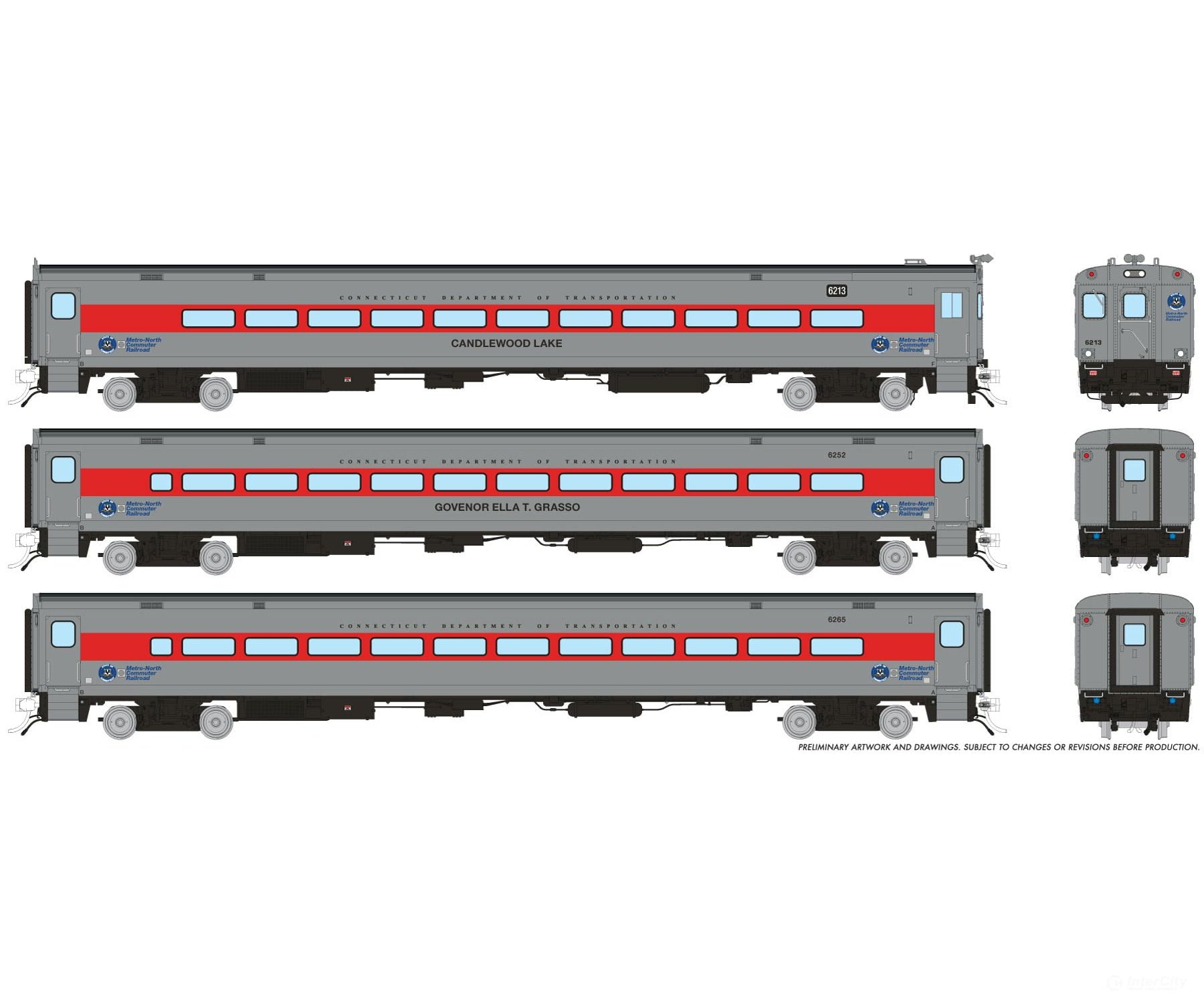 Rapido 1084006 HO Comet Car: CDOT - 1990s Scheme: Set #1 (Cab: 6213 Coaches: 6252 6265) - Passenger Cars
