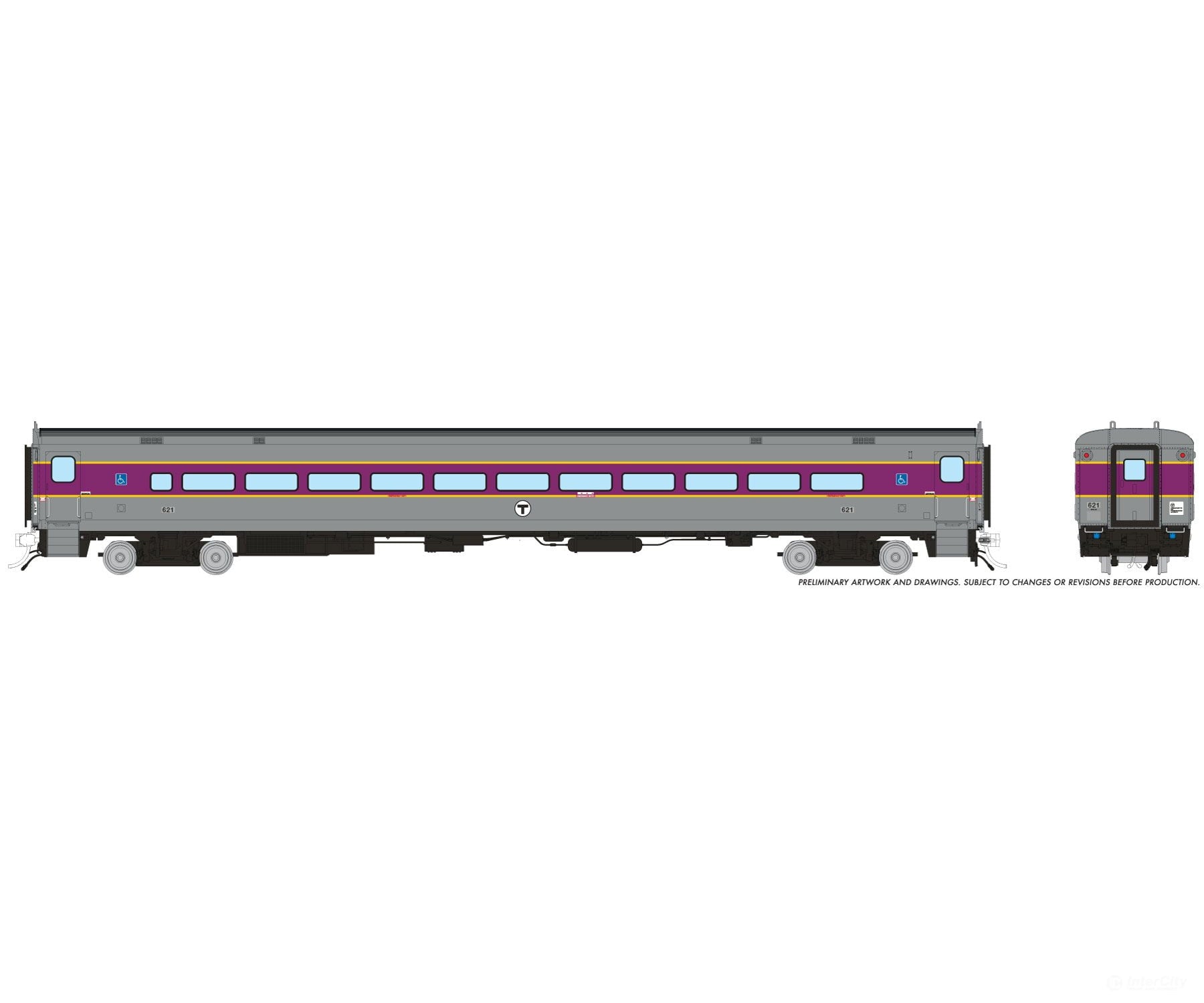Rapido 1084017 HO Comet Car: MBTA - Modern: Coach #621 - Passenger Cars