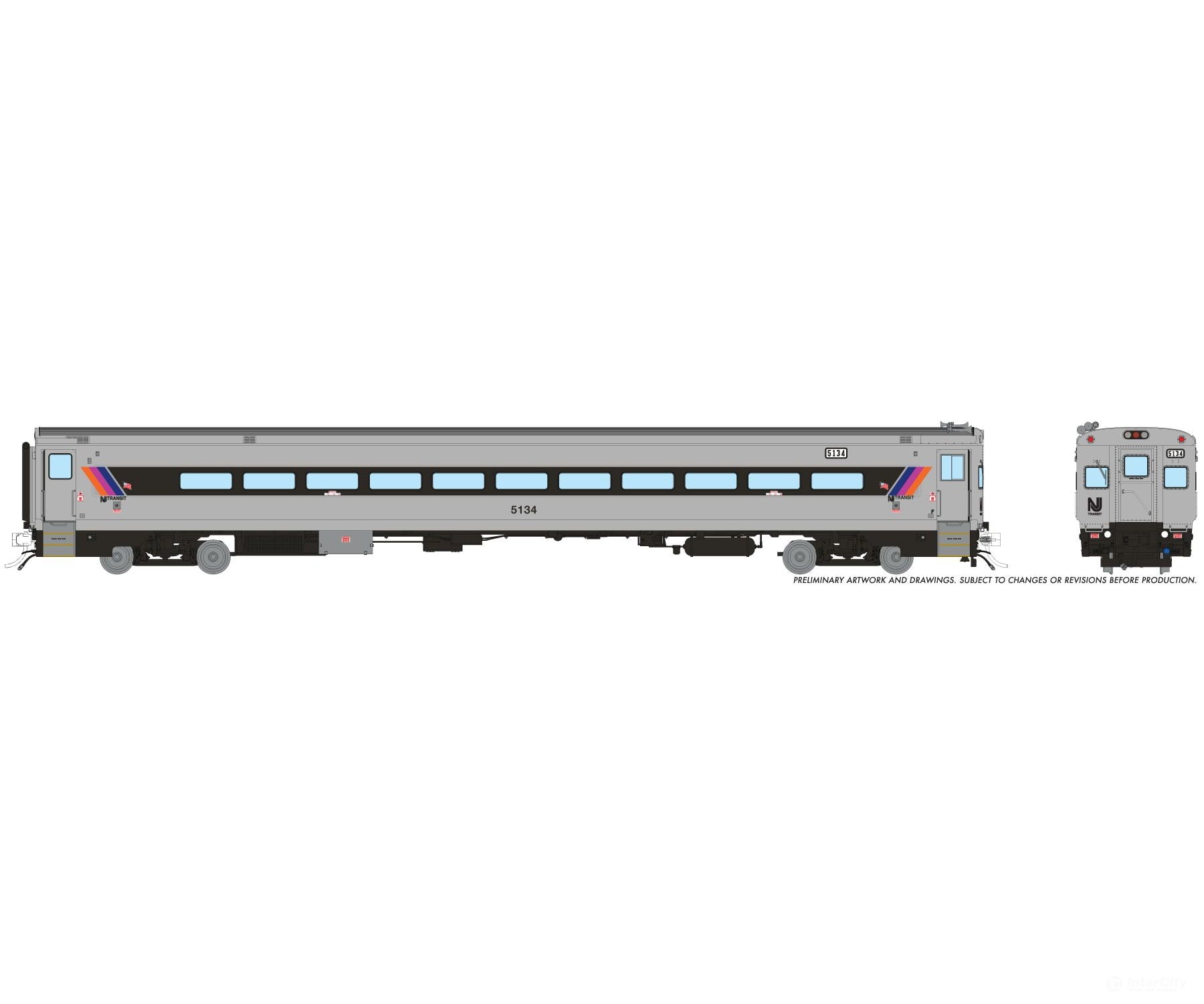 Rapido 1084042 HO Comet I Car: NJ Transit - w/ Ditchlights: Cab Car #5134 - Passenger Cars