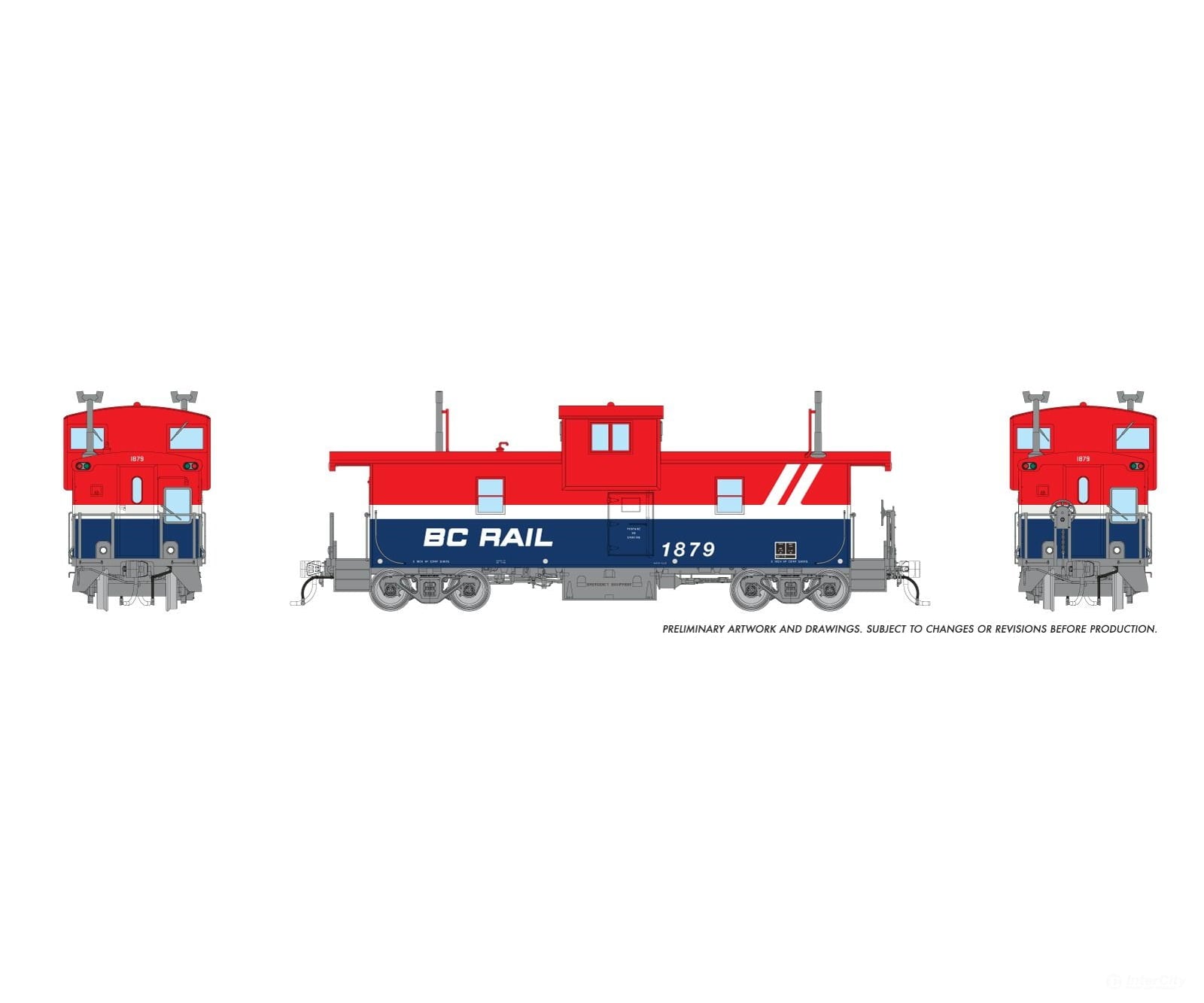 Rapido 1101014 HO Squamish Caboose: BCR - Red/White/Blue Hockey Stick: #1879 - Freight Cars