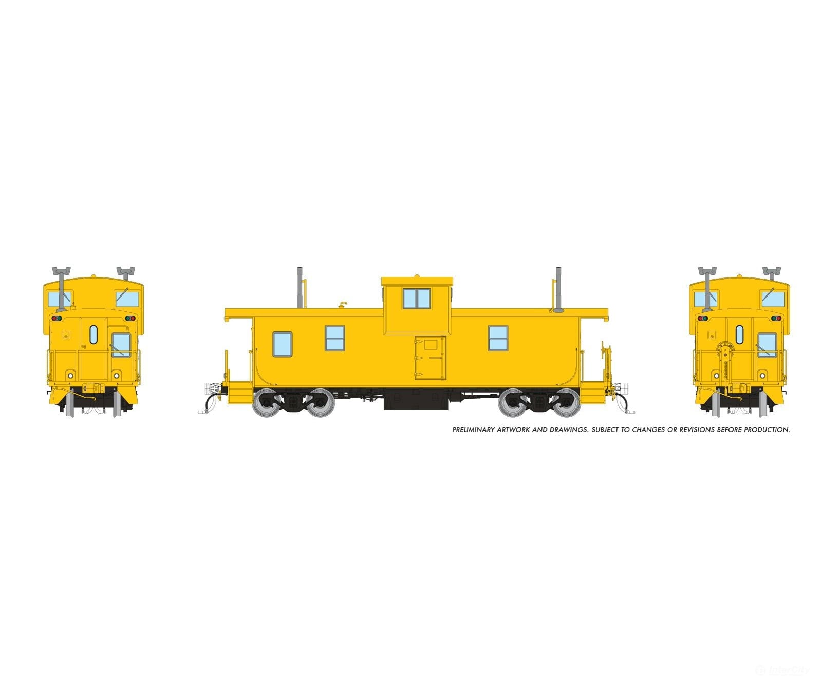 Rapido 1101019 HO Squamish Caboose: Generic Yellow w/ lights - Freight Cars