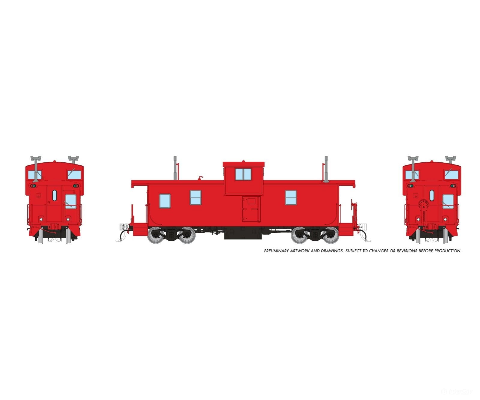 Rapido 1101020 HO Squamish Caboose: Generic Red w/ lights - Freight Cars