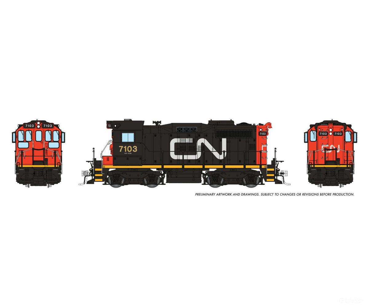 Rapido 1108503 HO CN SWEEP (DC/DCC/Sound): CN - Large Noodle: #7103 - Locomotives