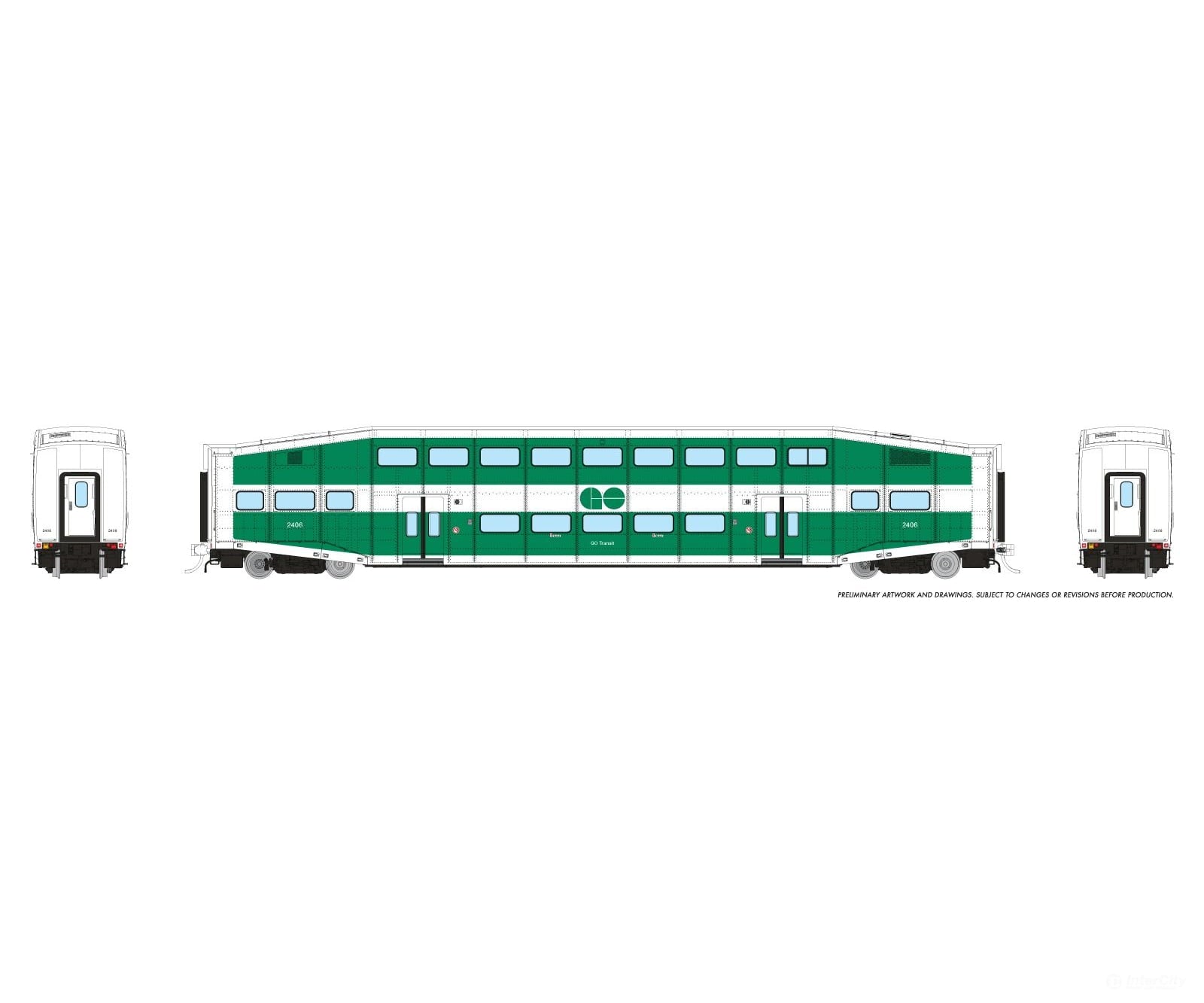Rapido 1110006 HO BiLevel Commuter Car: GO Transit - Late: Coach #2427 Passenger Cars