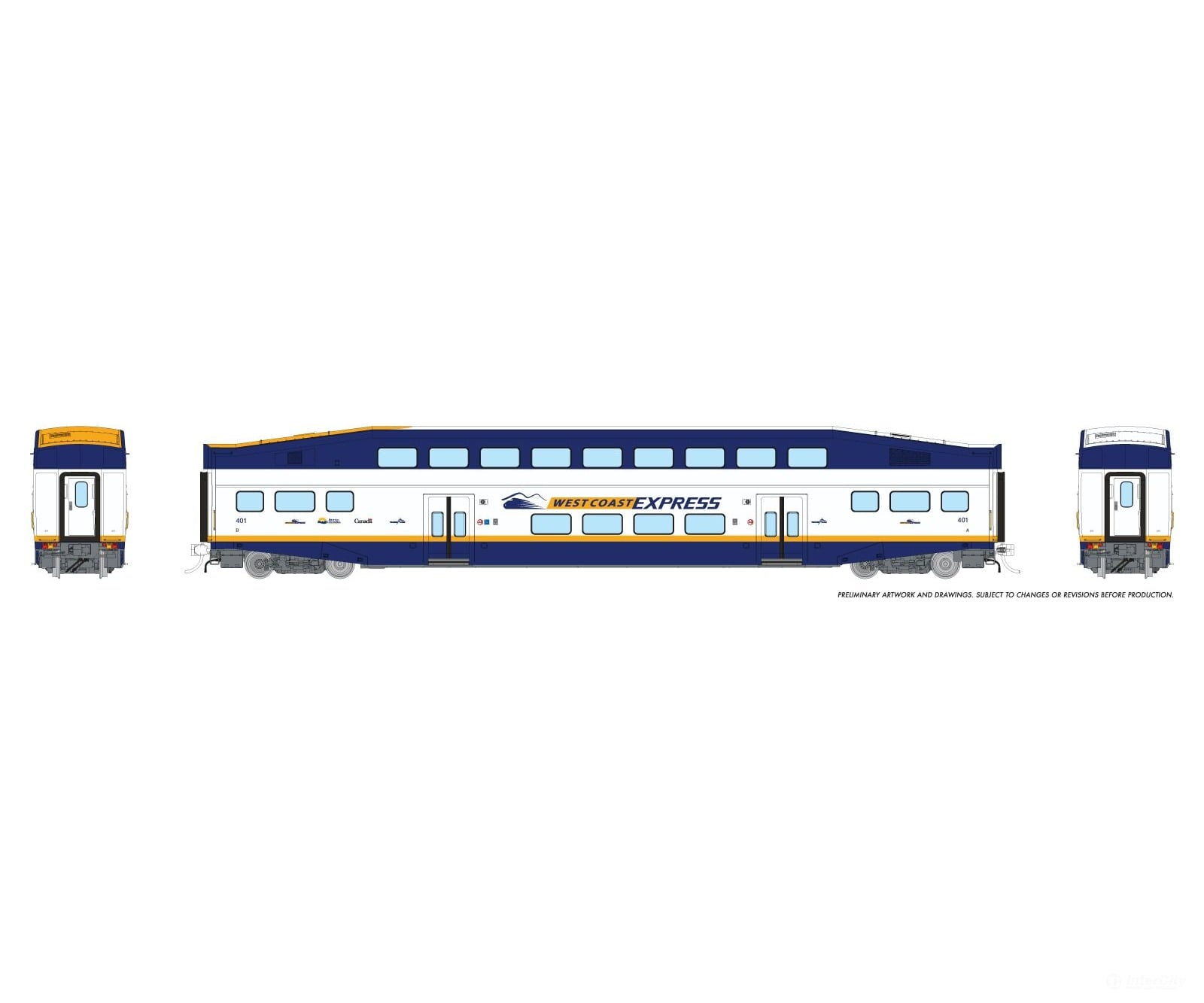 Rapido 1110032 HO BiLevel Commuter Car: West Coast Express: Coach #401 Passenger Cars