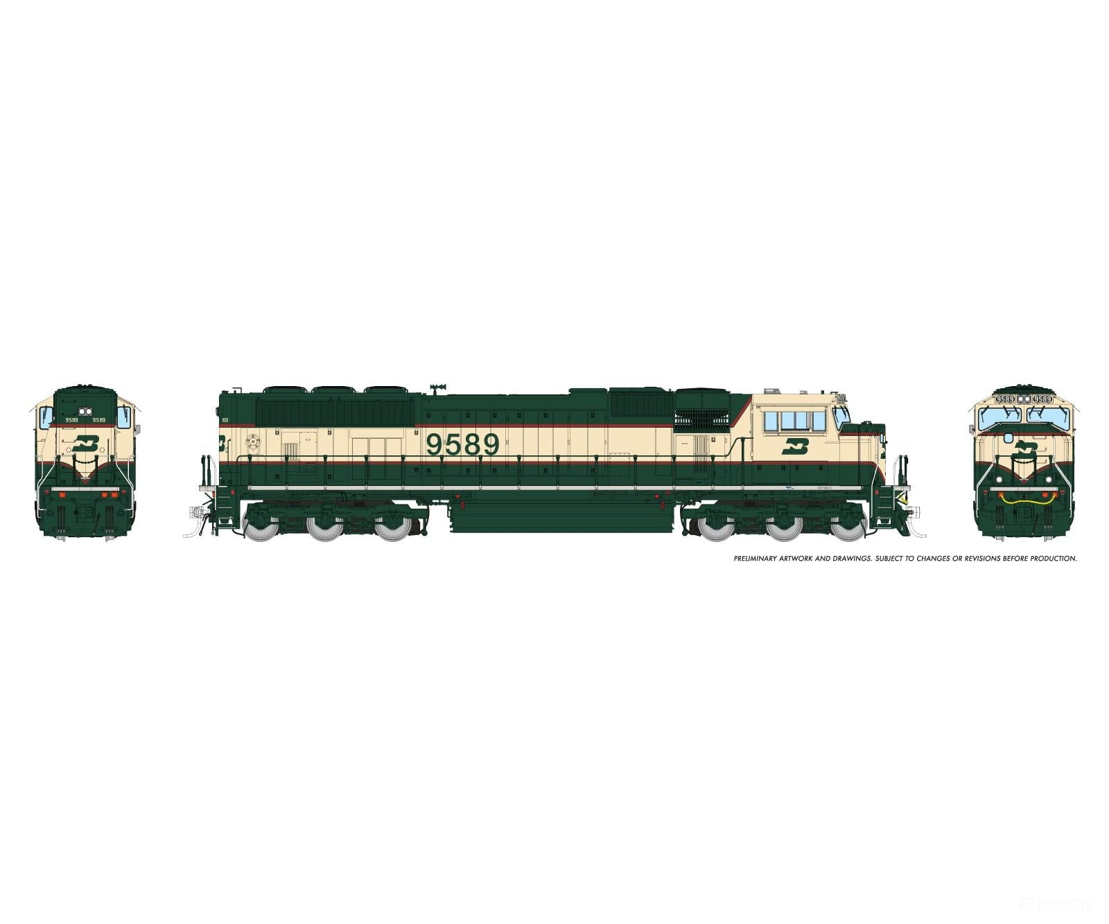 Rapido 1111507 N SD70MAC (DC/DCC/Sound): Burlington Northern - Executive Scheme: #9679 - Locomotives