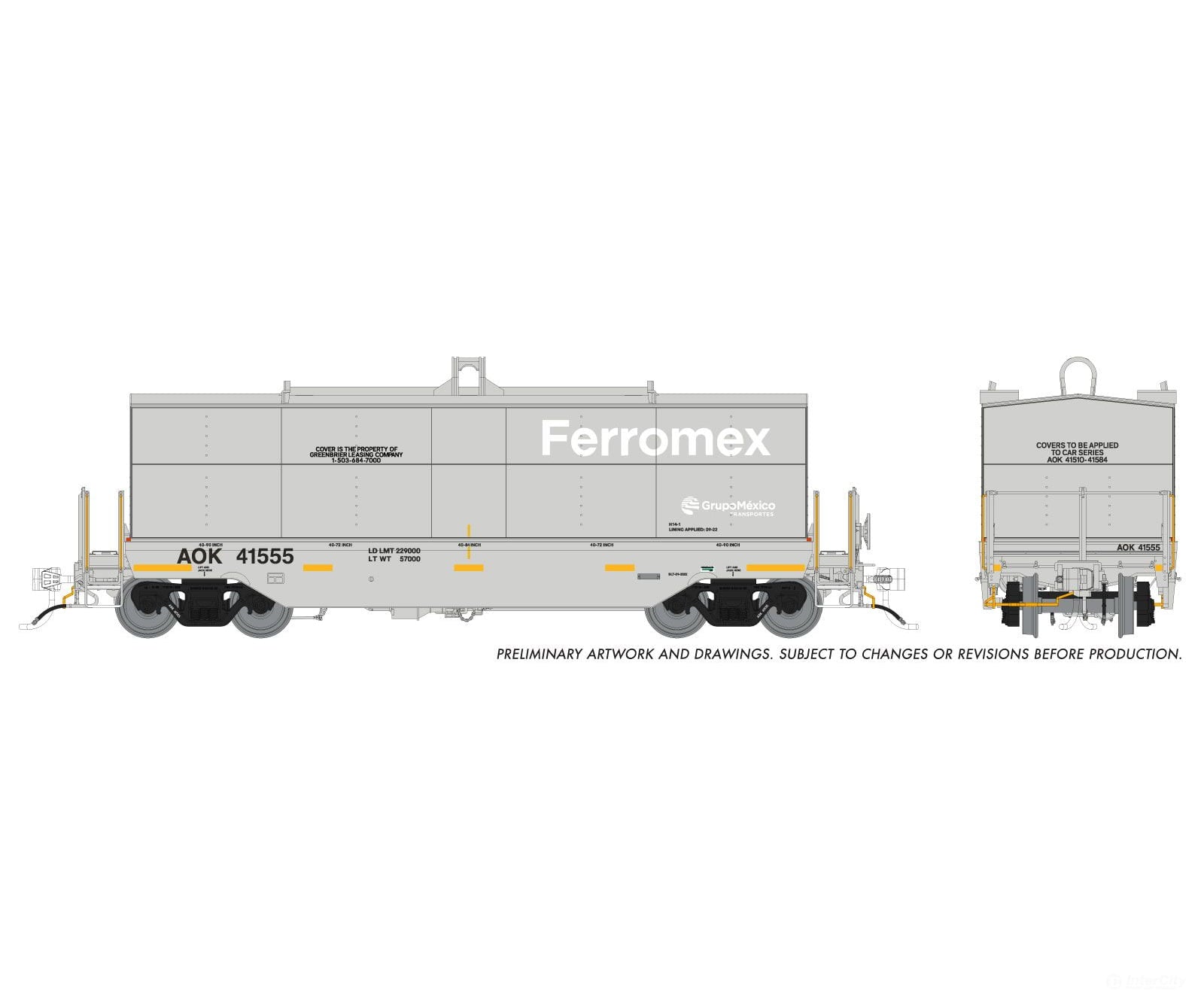 Rapido 1128003A HO Greenbrier Coil Car: Ferromex (AOK) - Gray: Single Car #1 - Freight Cars