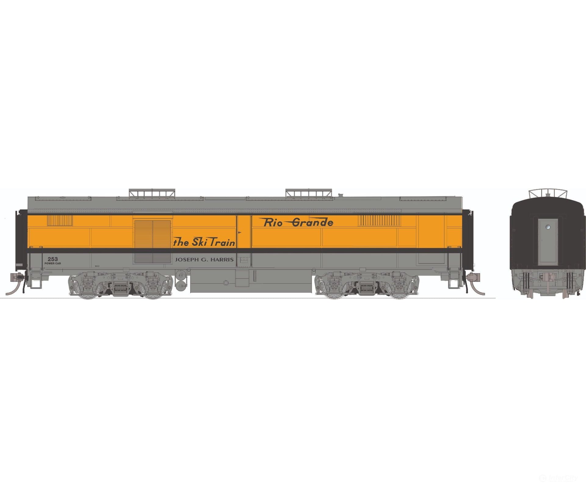Rapido 1136006 HO PB HEP Heater Car w/ Blomberg Trucks: Denver Ski Train: #253 ’Joseph G. Davis’ - Passenger Cars