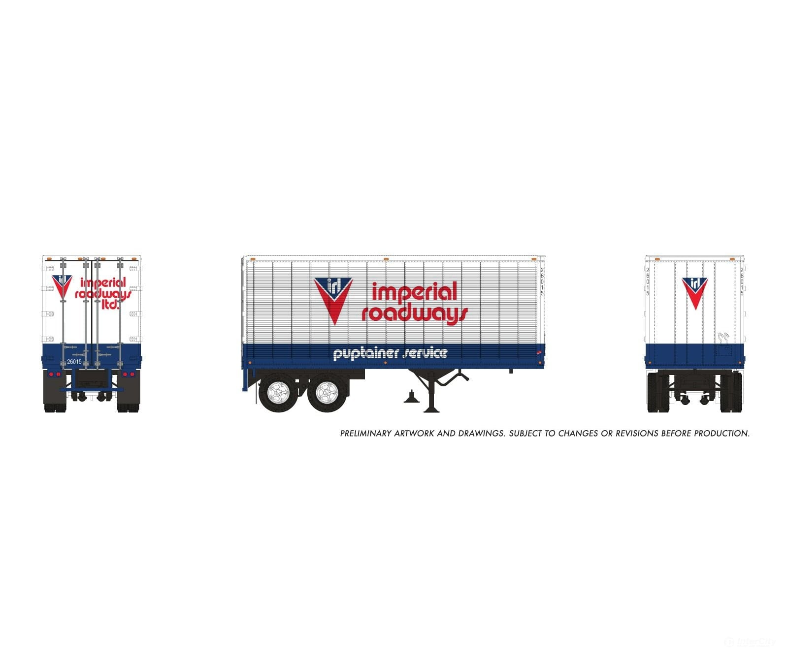 Rapido 1146025 HO 26’ Can-Car Trailer: Imperial Roadways: #26022 - Freight Loads & Containers