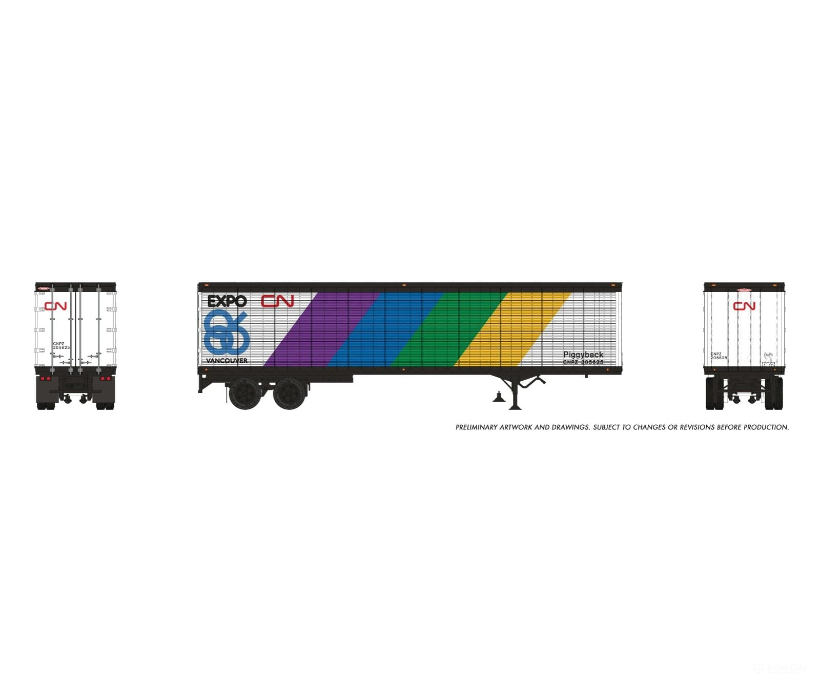 Rapido 1146041 HO 45’ Trailmobile Dry Van Trailer: CN Expo ’86: #205629 - Freight Loads & Containers