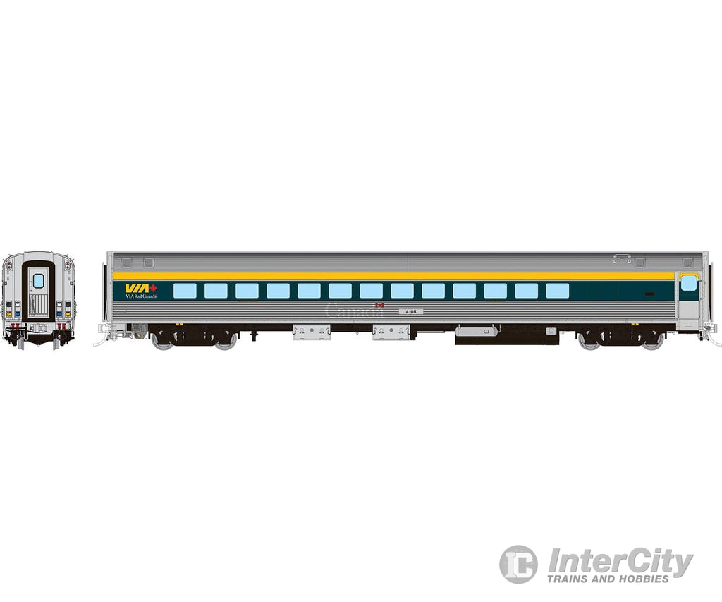 Rapido 115137 Ho Budd Small Window Coach: Via Rail - Current Scheme (Grey): #4105 Passenger Cars