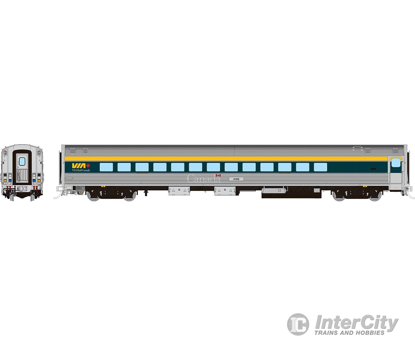 Rapido 115138 Ho Budd Small Window Coach: Via Rail - Current Scheme (Grey): #4108 Passenger Cars