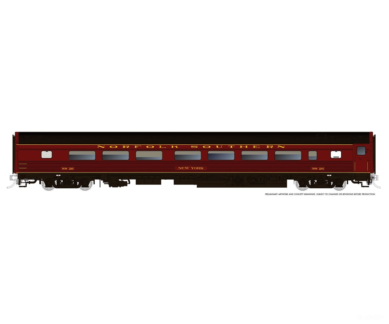 Rapido 115160 HO Budd Coach: Norfolk Southern - Executive: #27 New York - Passenger Cars