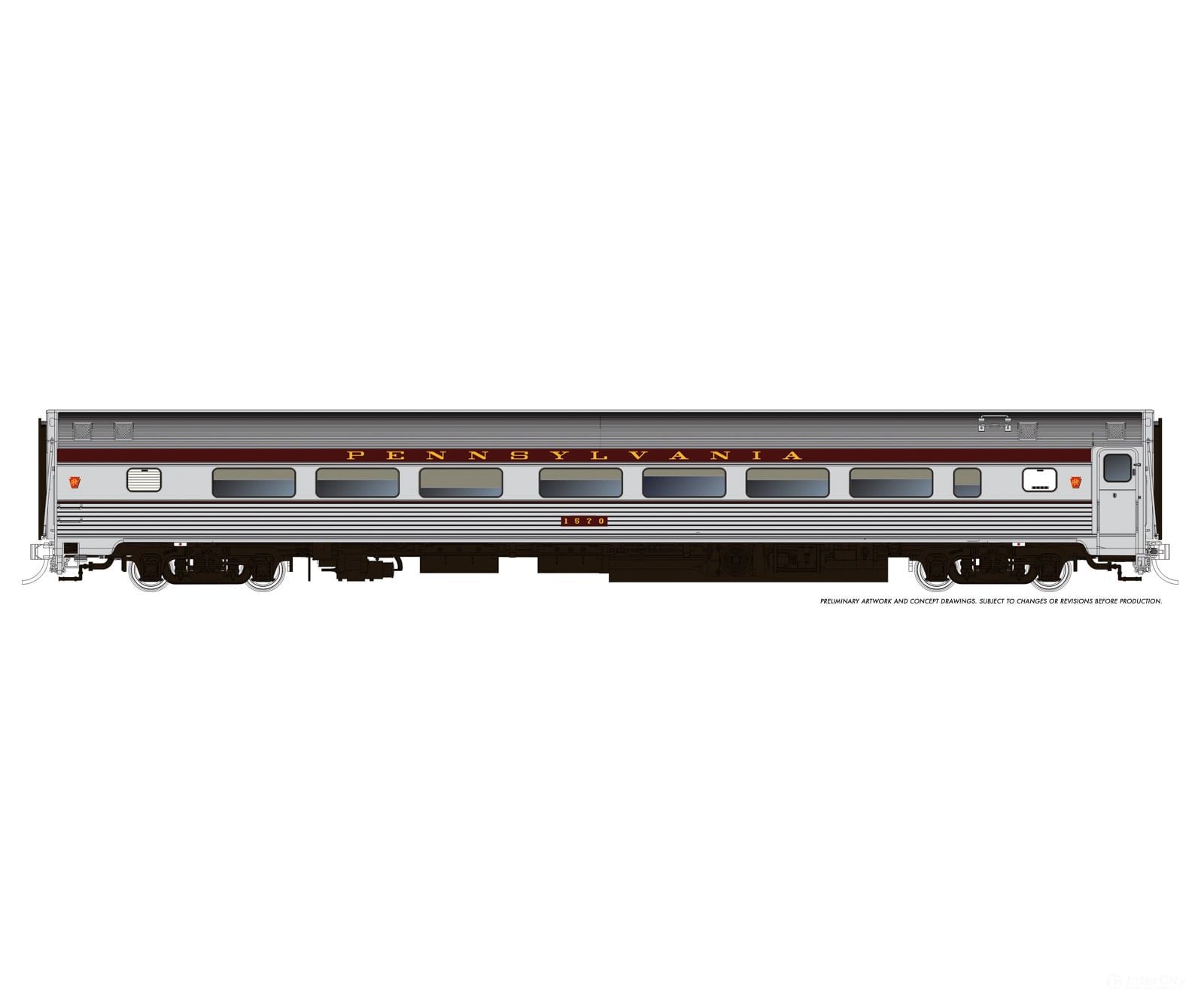 Rapido 115166 HO Budd Coach: Pennsylvania - Congressional Scheme: #1570 - Passenger Cars
