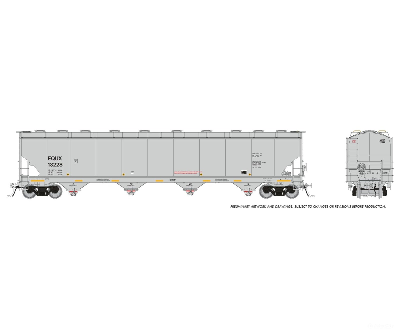Rapido 136006A HO Trinity 6241cuft Covered Hopper: EQUX (Equistar Chemicals): Single Car Freight Cars