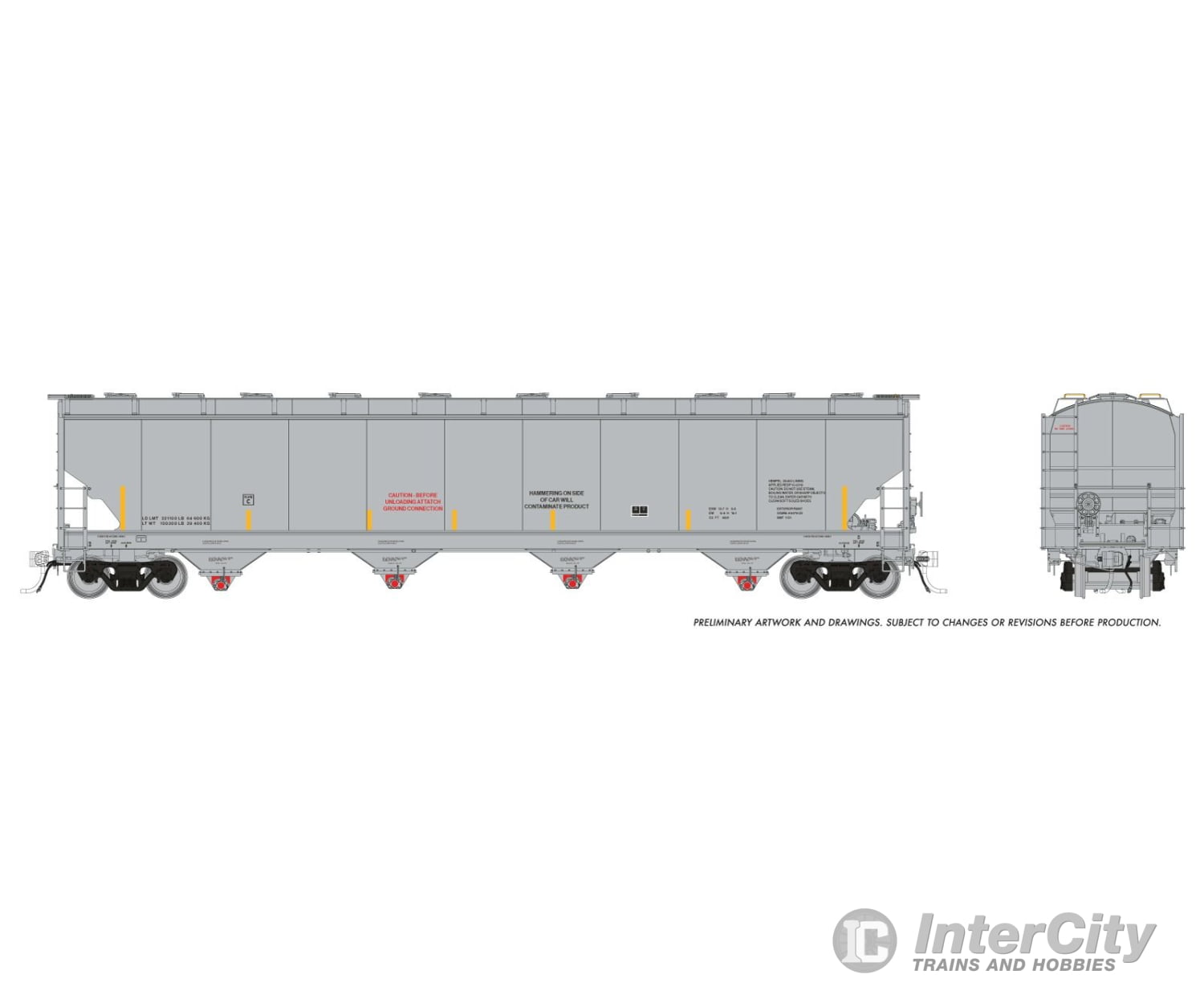Rapido 136098 HO Trinity 6221cuft Covered Hopper: Data Only Grey: Single Car Freight Cars