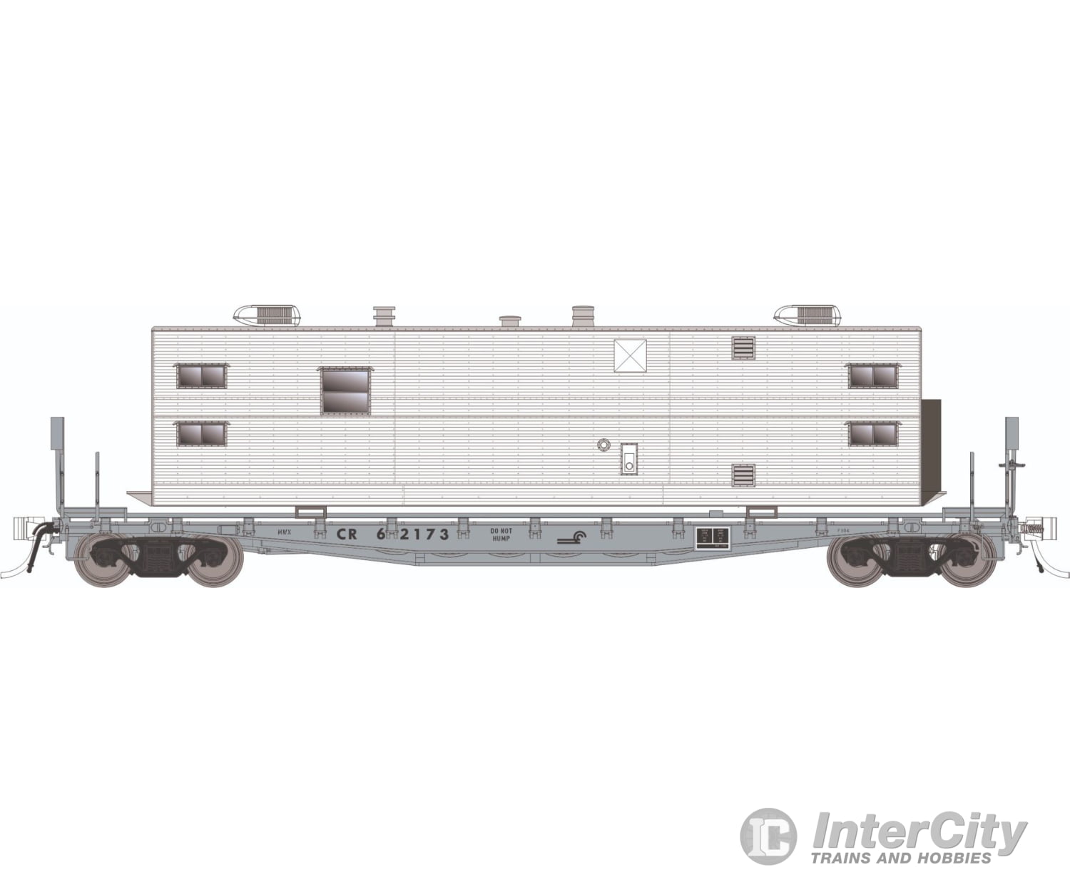 Rapido 138107A HO F30A 50’ Flat Car w/Camp Van: CR - MOW: Single Car #2 Freight Cars