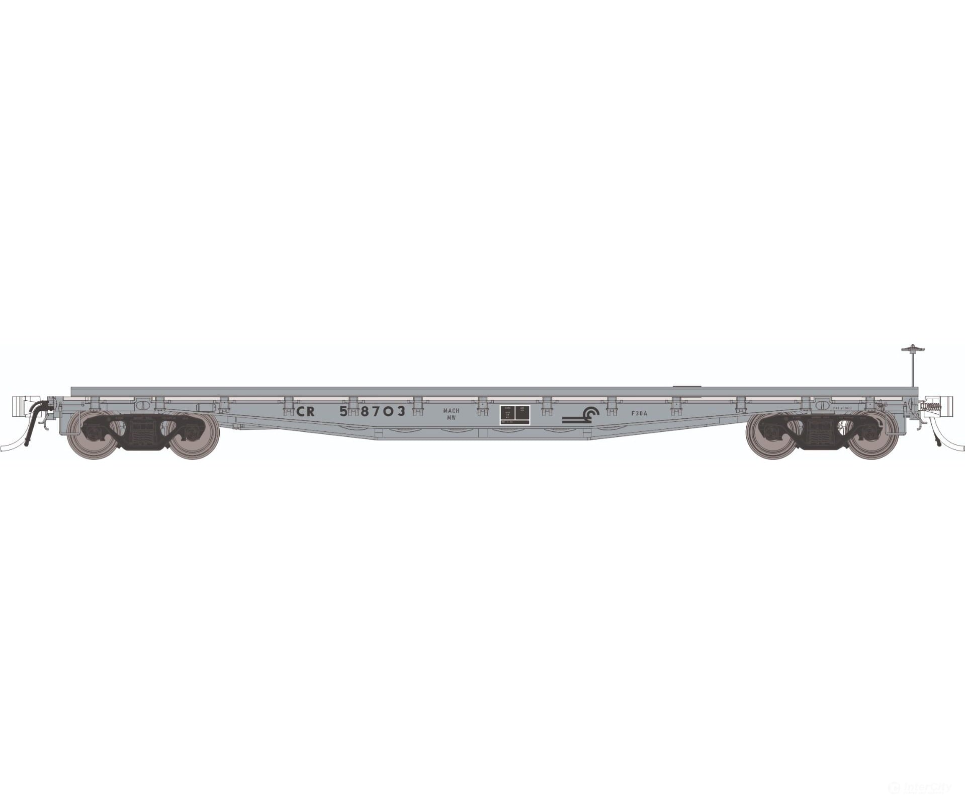 Rapido 138108A HO F30A 50’ Flat Car MOW w/deck rails: CR - MOW: Single Car #2 Freight Cars