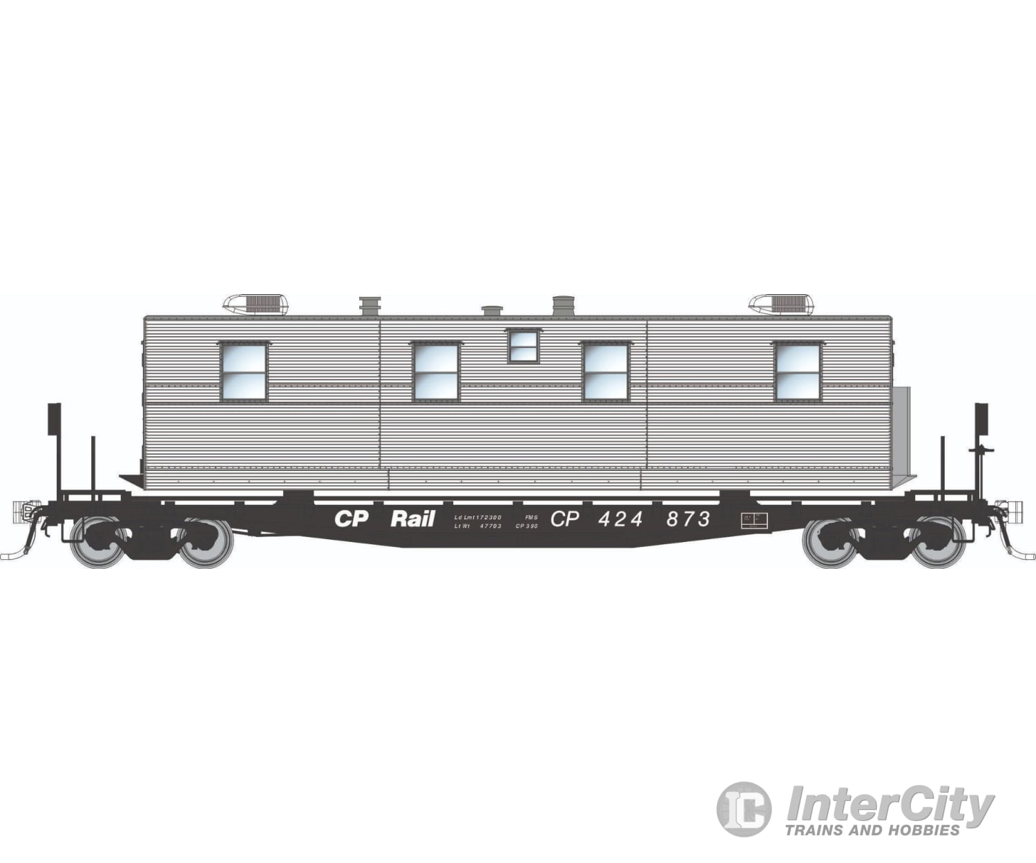Rapido 138114 HO F30A 50’ Flat Car w/Camp Van: CP - MOW: 6-Pack Freight Cars