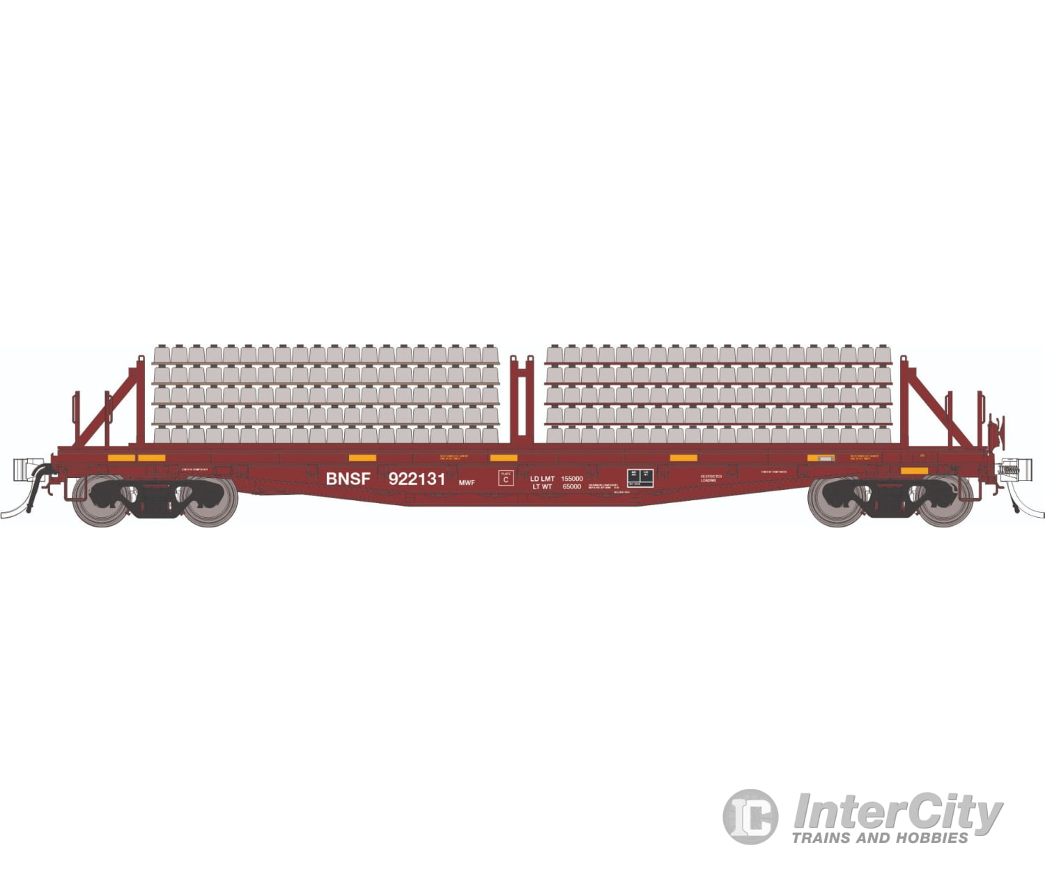 Rapido 138304 HO F30D 50’ Tie Car: BNSF - MOW: 6-Pack #2 Freight Cars