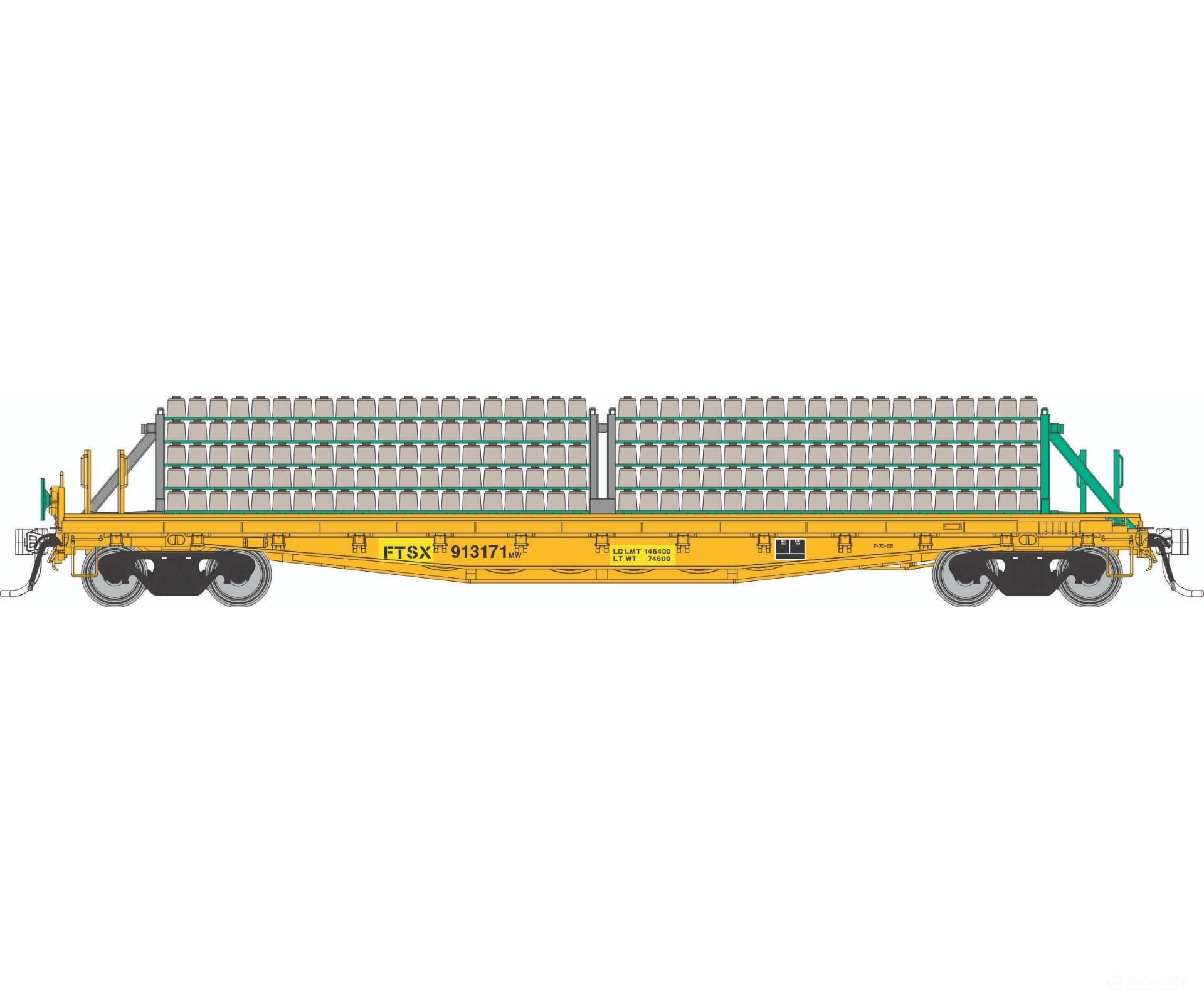 Rapido 138306 HO F30D 50’ Tie Car: FTSX - MOW: 6-Pack Freight Cars