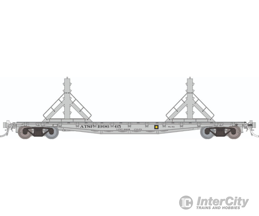 Rapido 138401 HO F30D 50’ Rail Flat Car: ATSF - MOW: 6-Pack Freight Cars