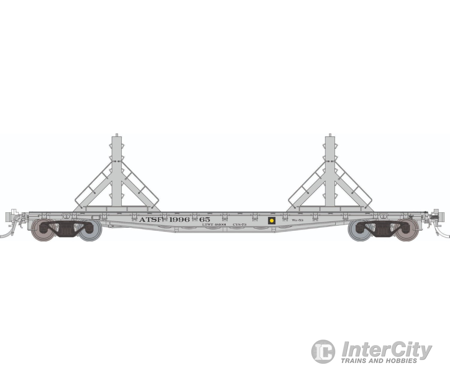 Rapido 138401 HO F30D 50’ Rail Flat Car: ATSF - MOW: 6-Pack Freight Cars