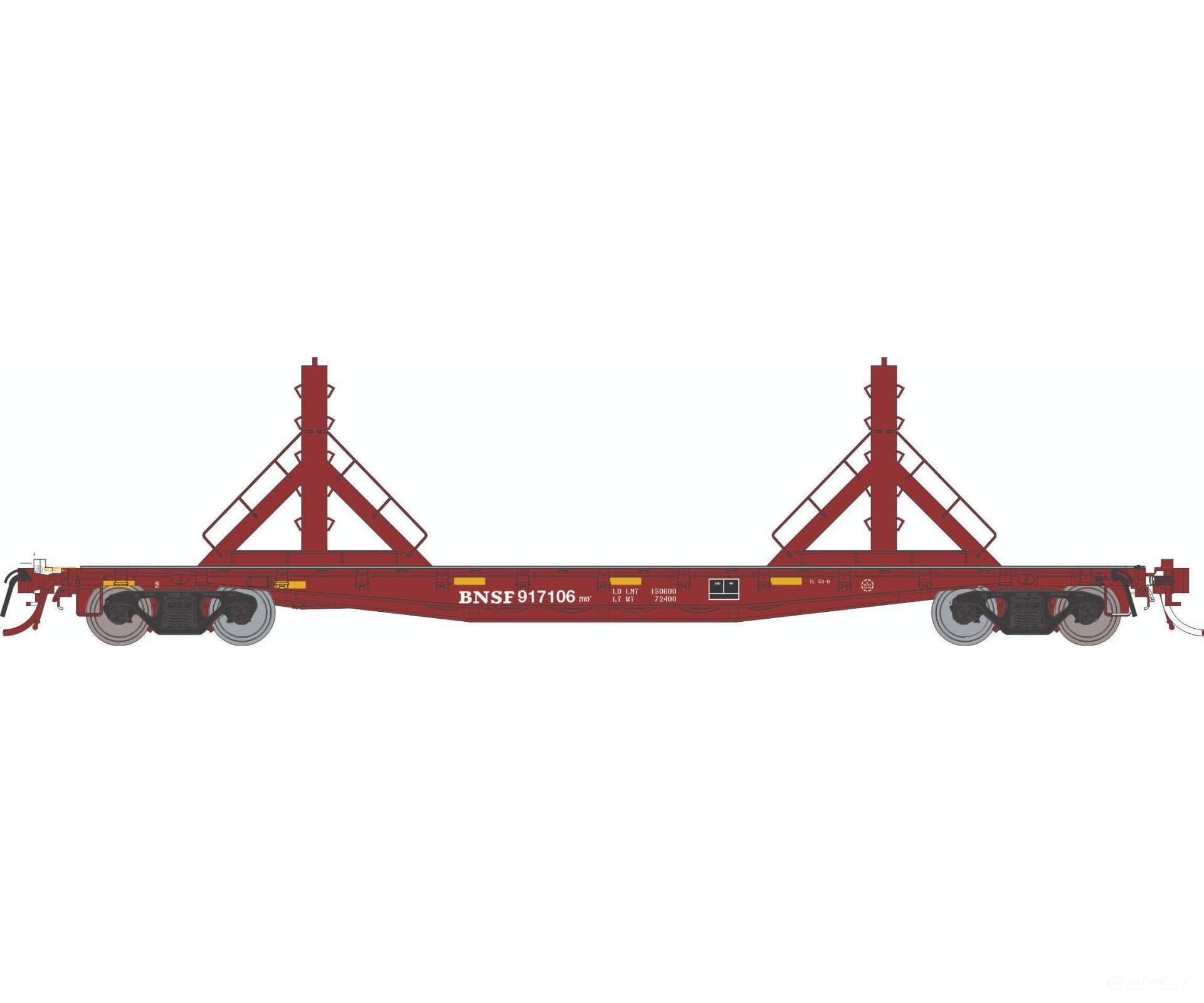 Rapido 138402 HO F30D 50’ Rail Flat Car: BNSF - MOW: 6-Pack Freight Cars