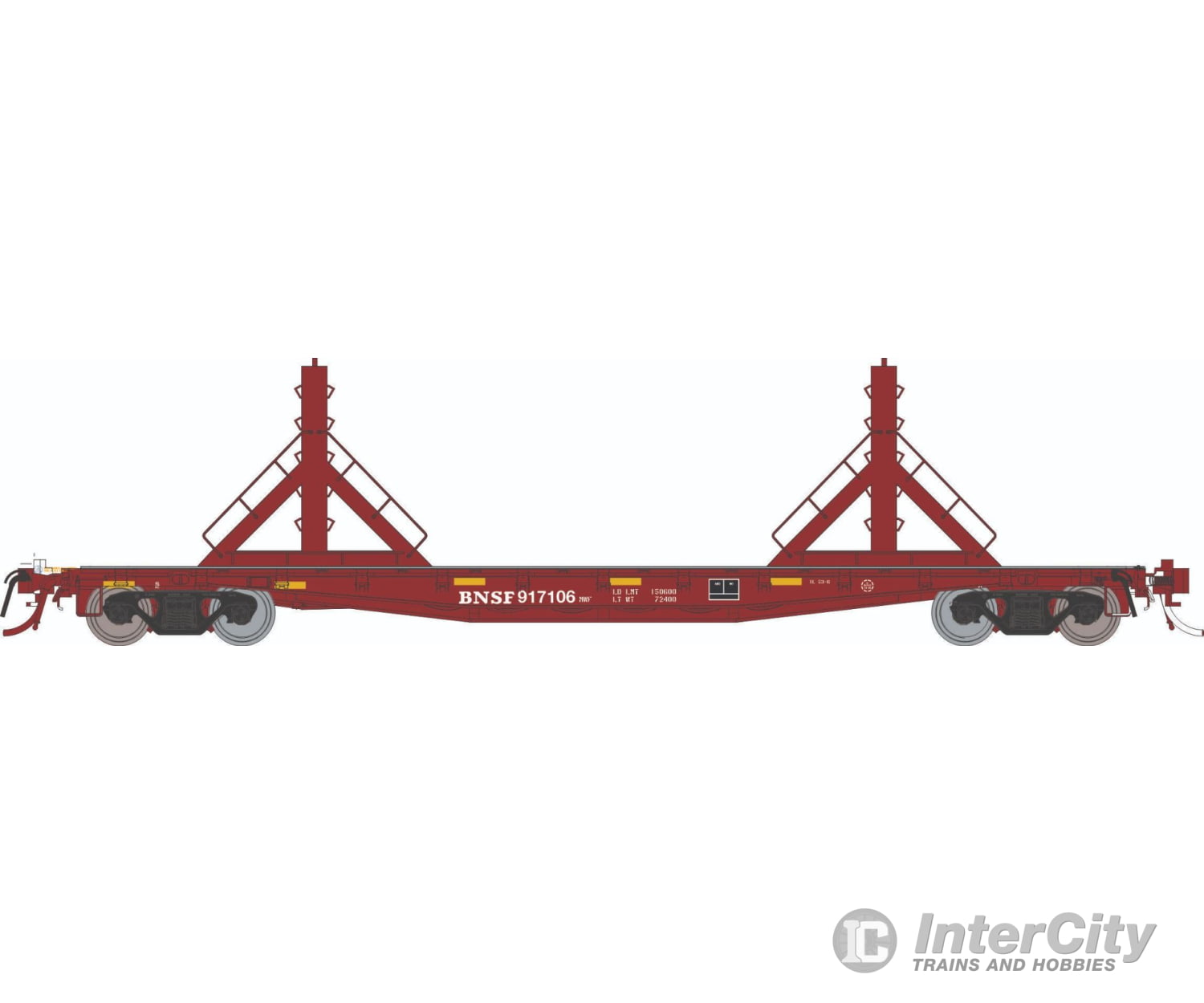 Rapido 138402 HO F30D 50’ Rail Flat Car: BNSF - MOW: 6-Pack Freight Cars