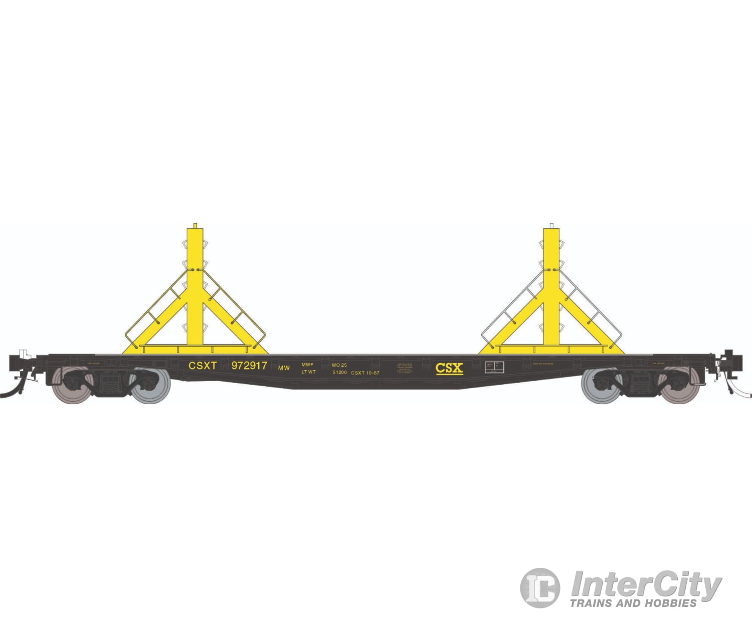 Rapido 138404 HO F30D 50’ Rail Flat Car: CSX - MOW: 6-Pack Freight Cars