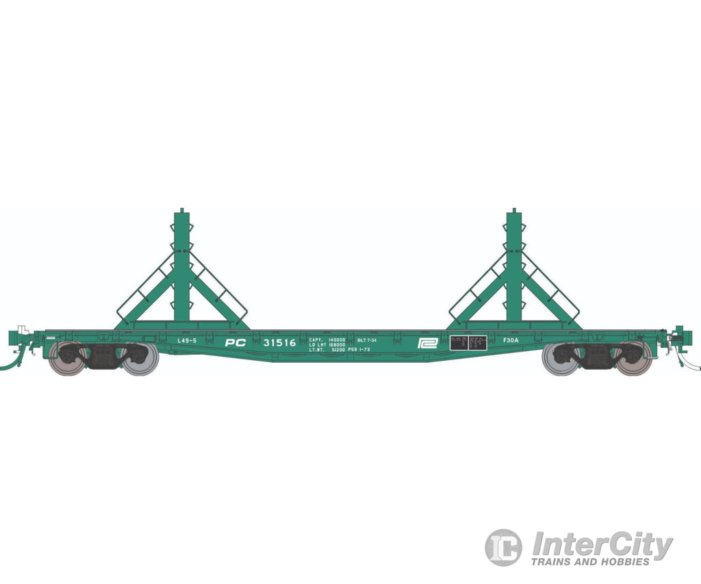 Rapido 138407 HO F30D 50’ Rail Flat Car: PC - MOW: 6-Pack Freight Cars