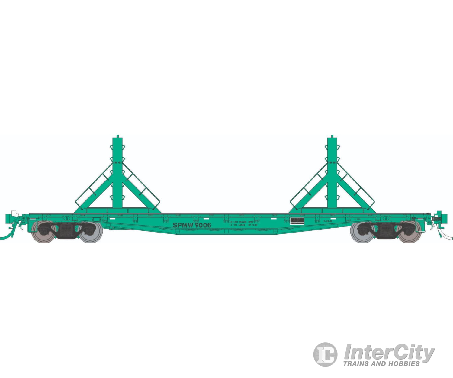 Rapido 138408A HO F30D 50’ Rail Flat Car: SP - MOW: Single Car Freight Cars