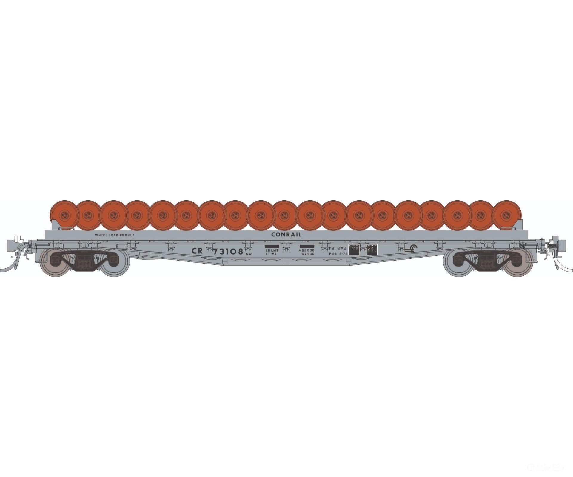 Rapido 138504 HO F30D 50’ Wheel Flat Car: CR - MOW: 3-Pack Freight Cars
