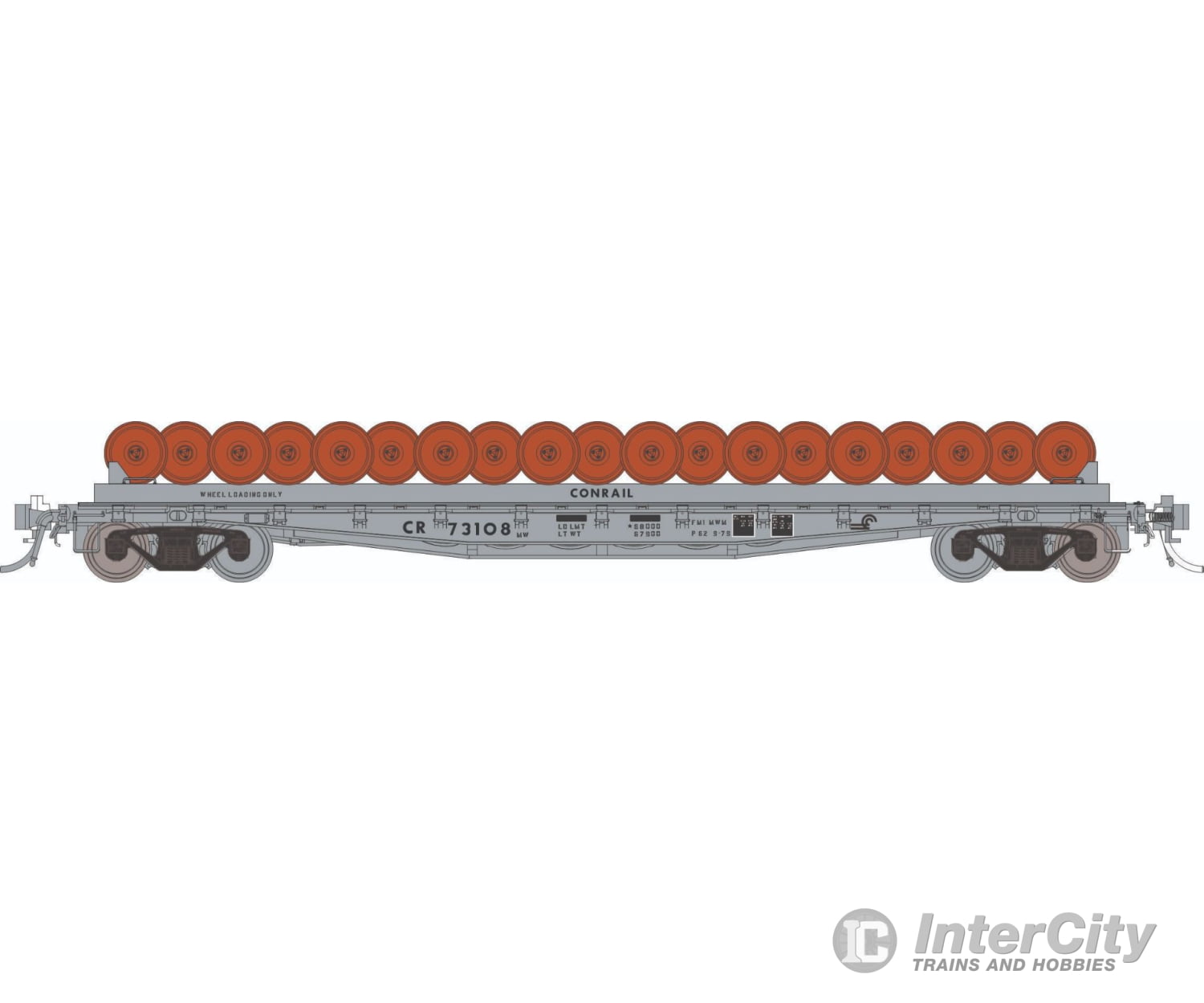 Rapido 138504A HO F30D 50’ Wheel Flat Car: CR - MOW: Single Car Freight Cars
