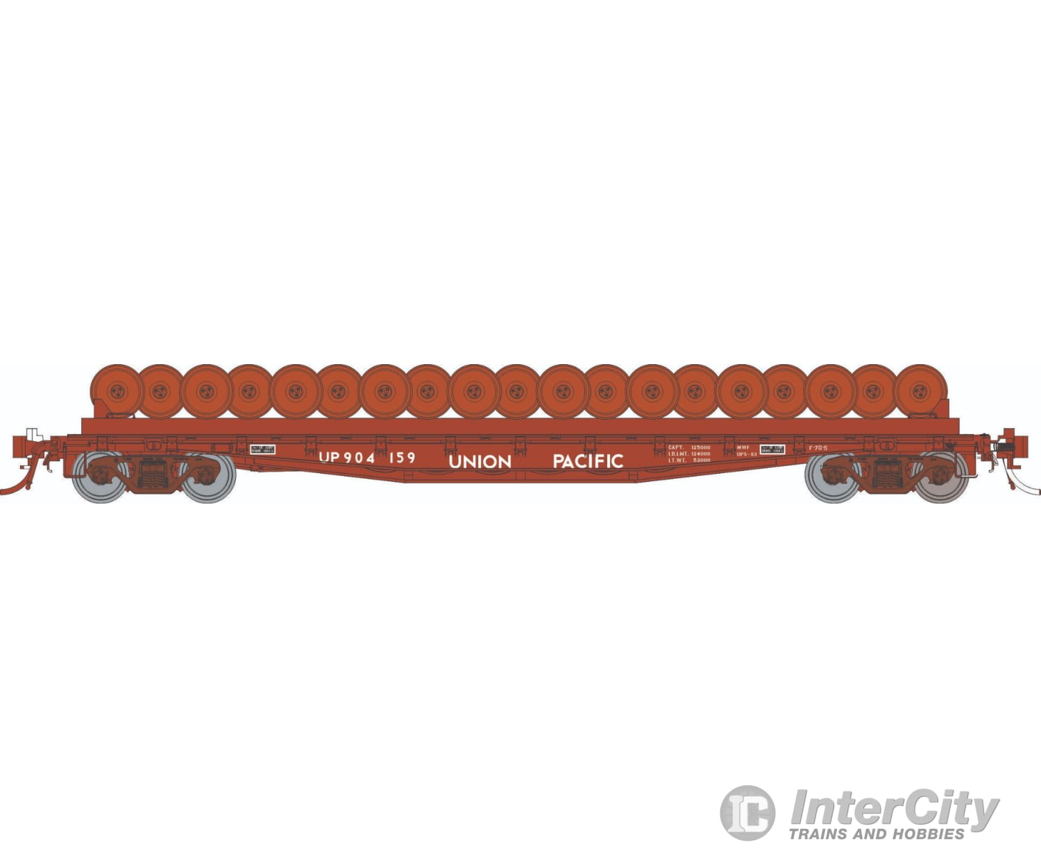 Rapido 138508 HO F30D 50’ Wheel Flat Car: UP - MOW: 3-Pack Freight Cars