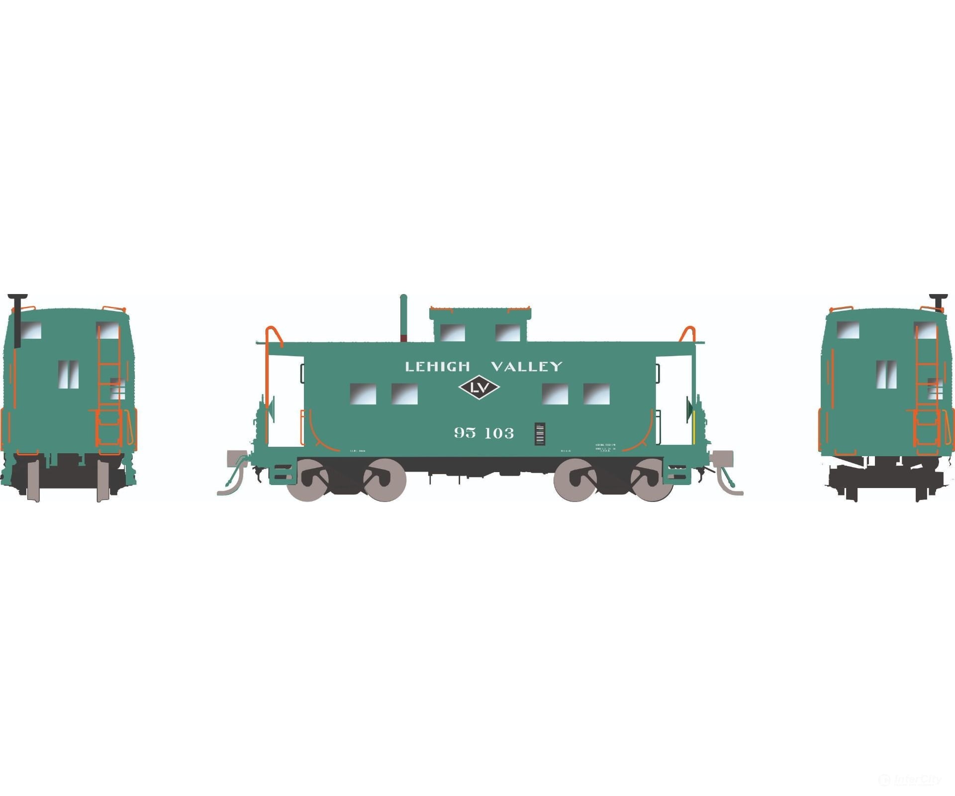 Rapido 144043 HO Northeastern-style Steel Caboose: LV - Green Scheme: #95103 Freight Cars