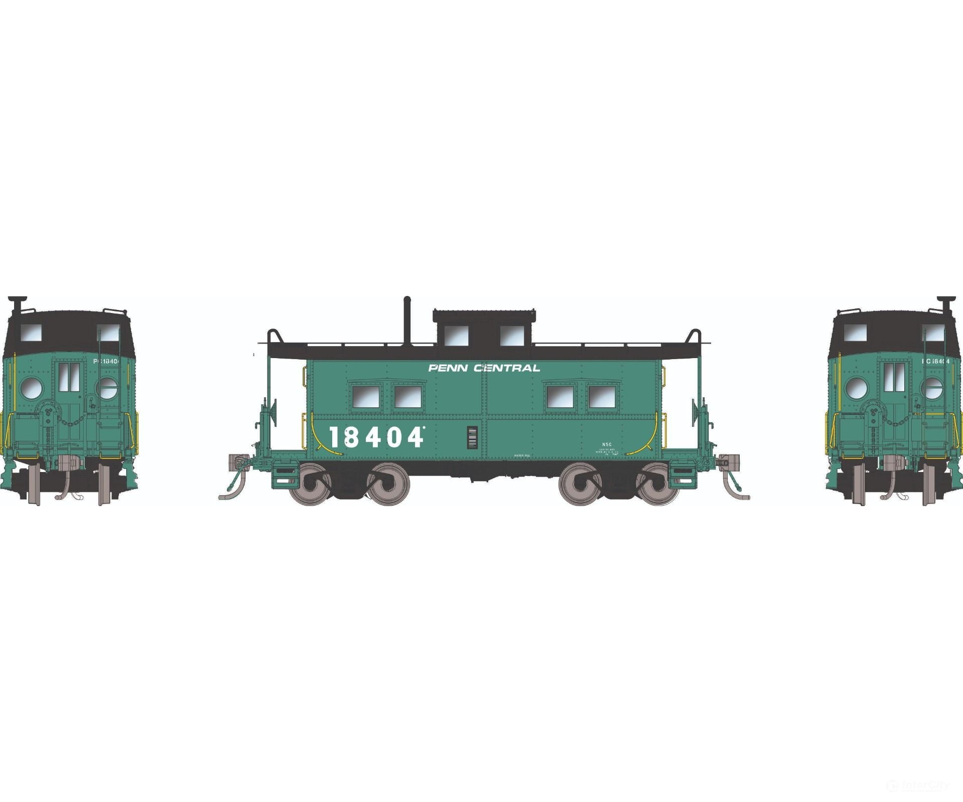 Rapido 144111 HO Northeastern-style Caboose w/ porthole windows: PC - Green: #18419 Freight Cars