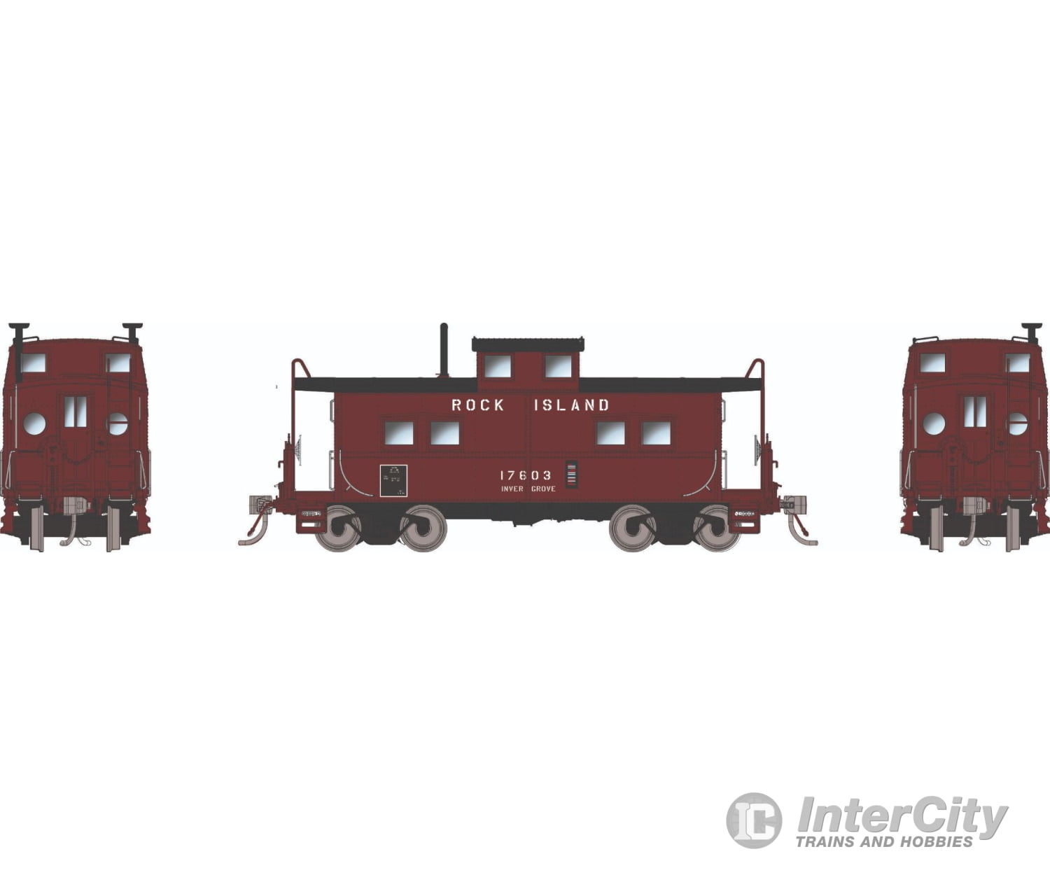Rapido 144113 HO Northeastern-style Caboose w/ porthole windows: RI - Maroon Scheme: #17601 Freight Cars