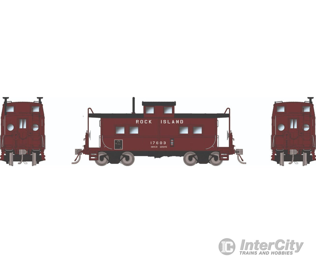 Rapido 144115 HO Northeastern-style Caboose w/ porthole windows: RI - Maroon Scheme: #17604 Freight Cars
