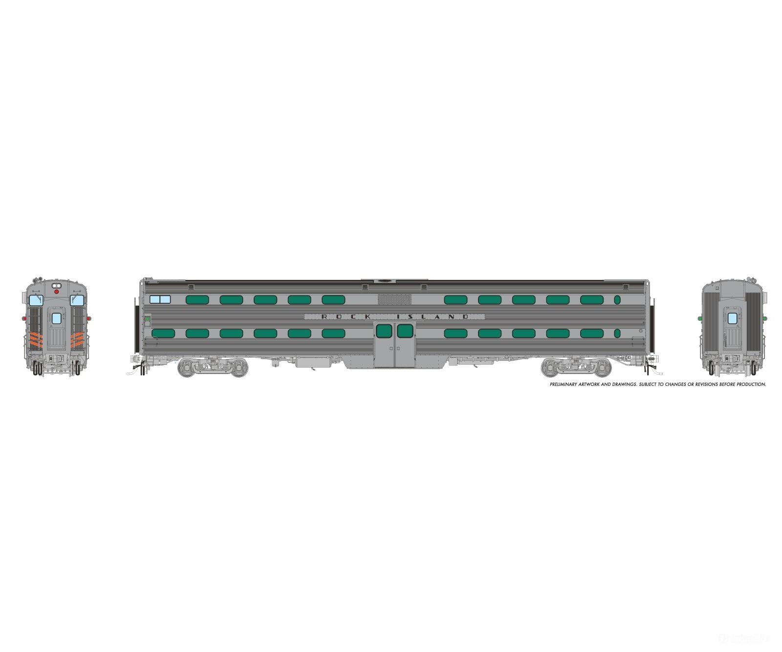 Rapido 145017 HO Gallery Commuter Car: Rock Island: Set #1 (Cab: 111 Coaches: 142 149) Passenger Cars