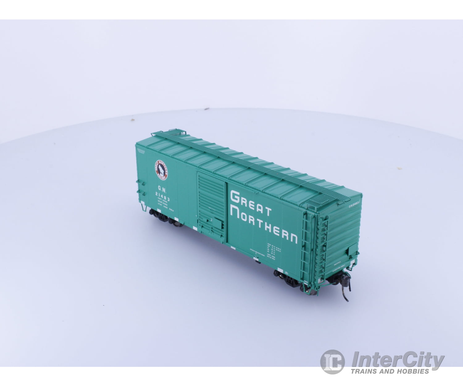 Rapido 155003A HO 40’ Box Car With Early IDNE Glacier Green Great Northern (GN) 21483 Freight Cars
